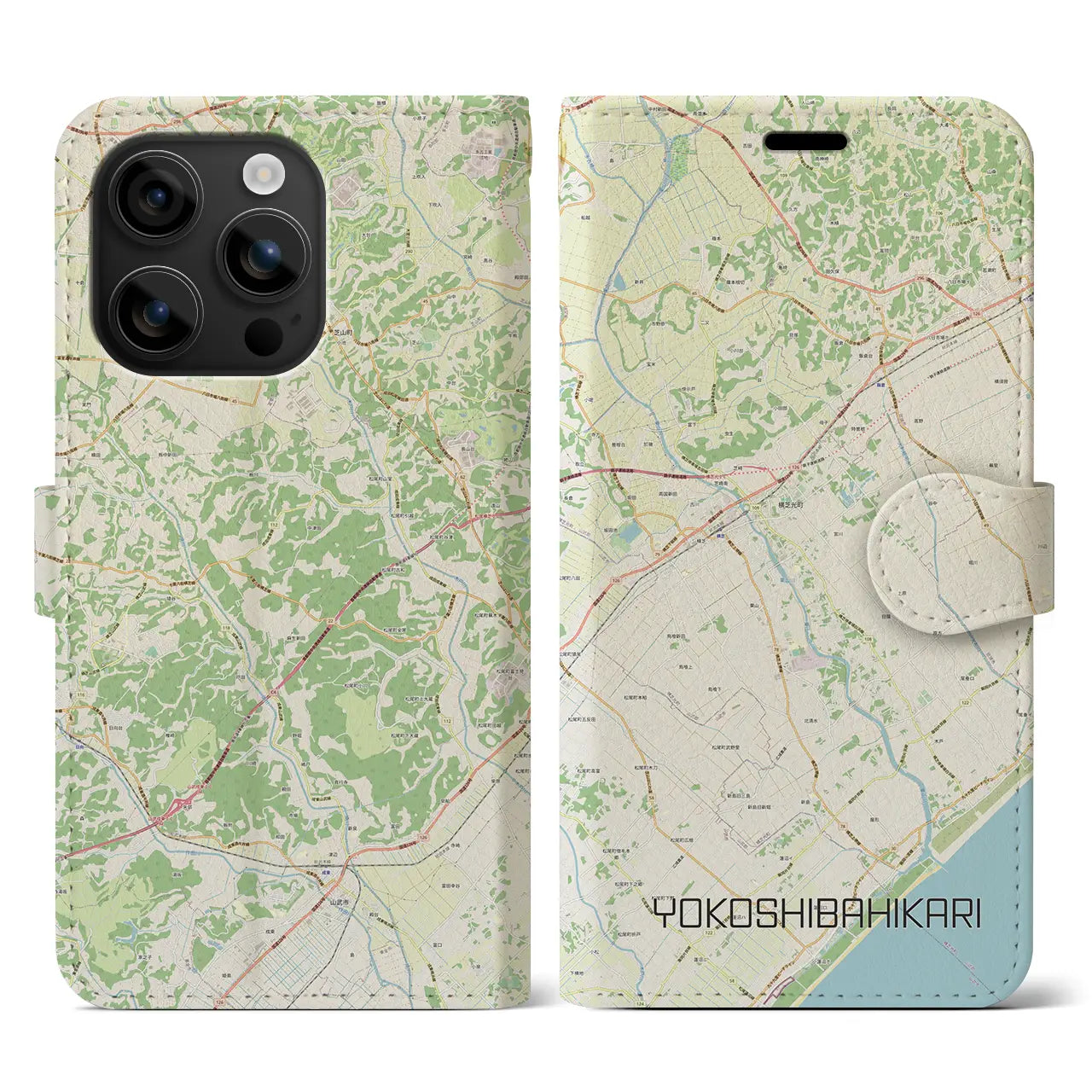 【横芝光(千葉県)】地図柄iPhoneケース(手帳タイプ)