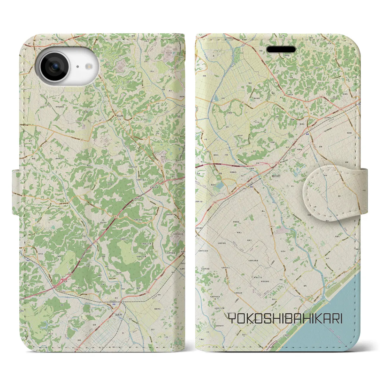 【横芝光(千葉県)】地図柄iPhoneケース(手帳タイプ)