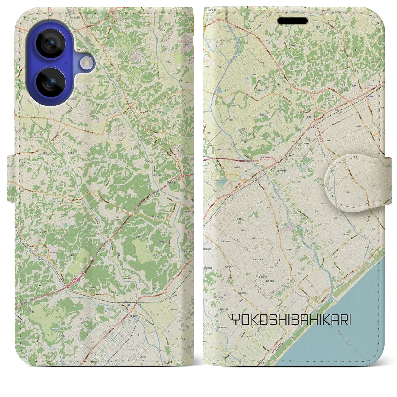 【横芝光(千葉県)】地図柄iPhoneケース(手帳タイプ)ナチュラル・iPhone 16 Pro Max 用