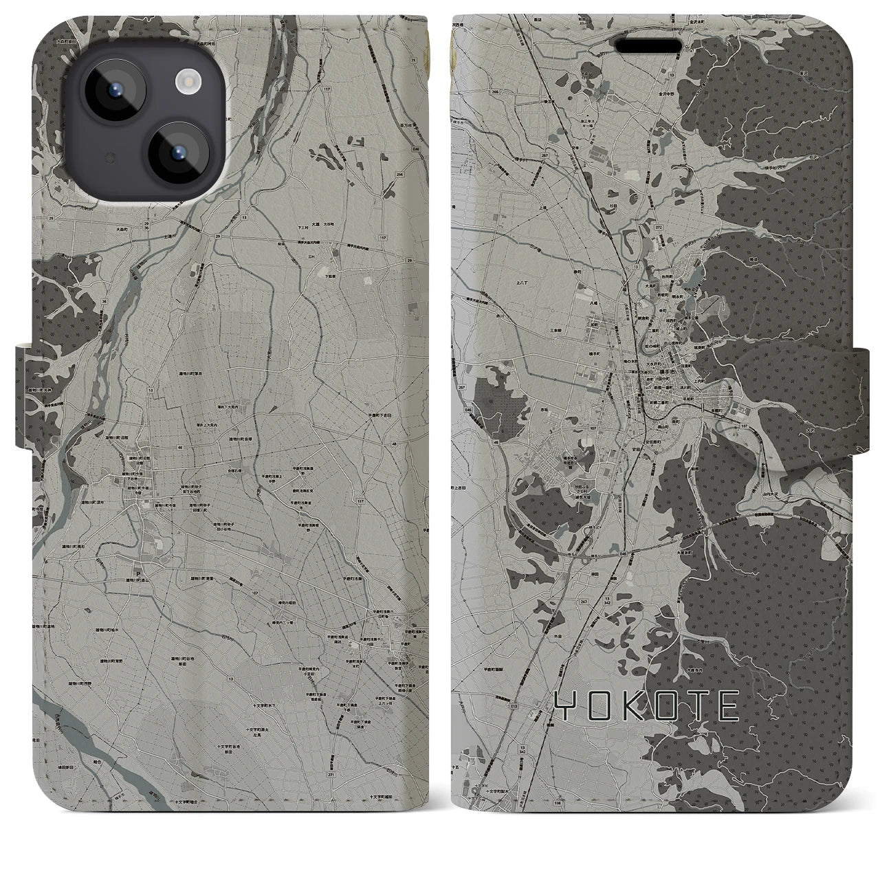 【横手(秋田県)】地図柄iPhoneケース(手帳タイプ)