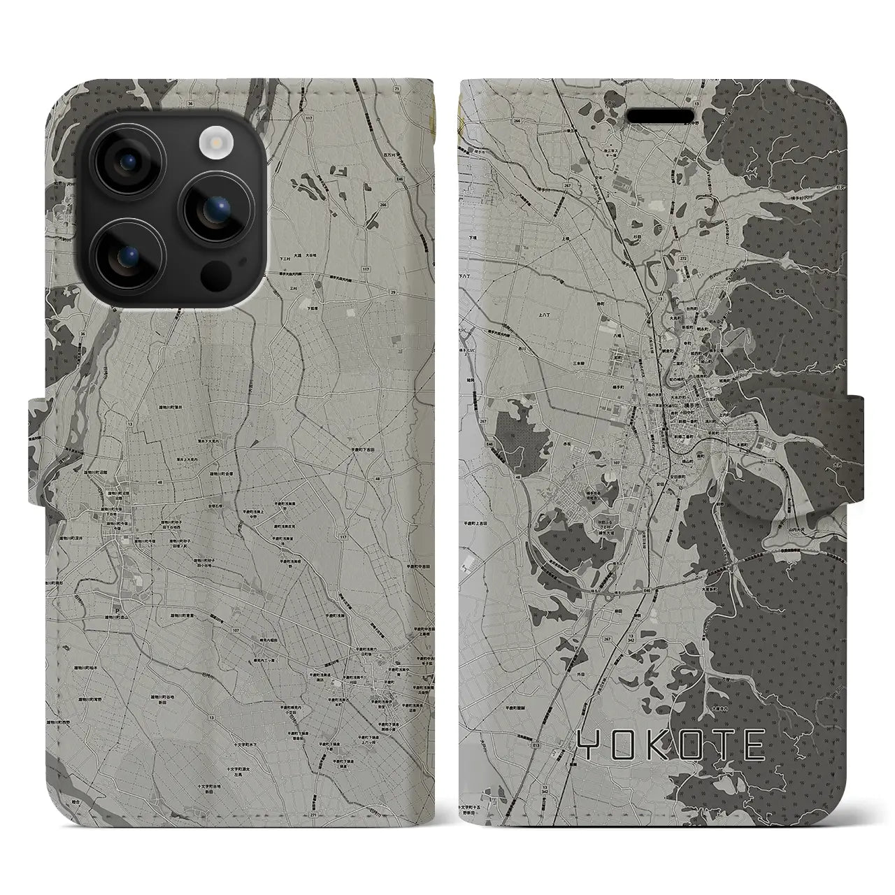 【横手(秋田県)】地図柄iPhoneケース(手帳タイプ)