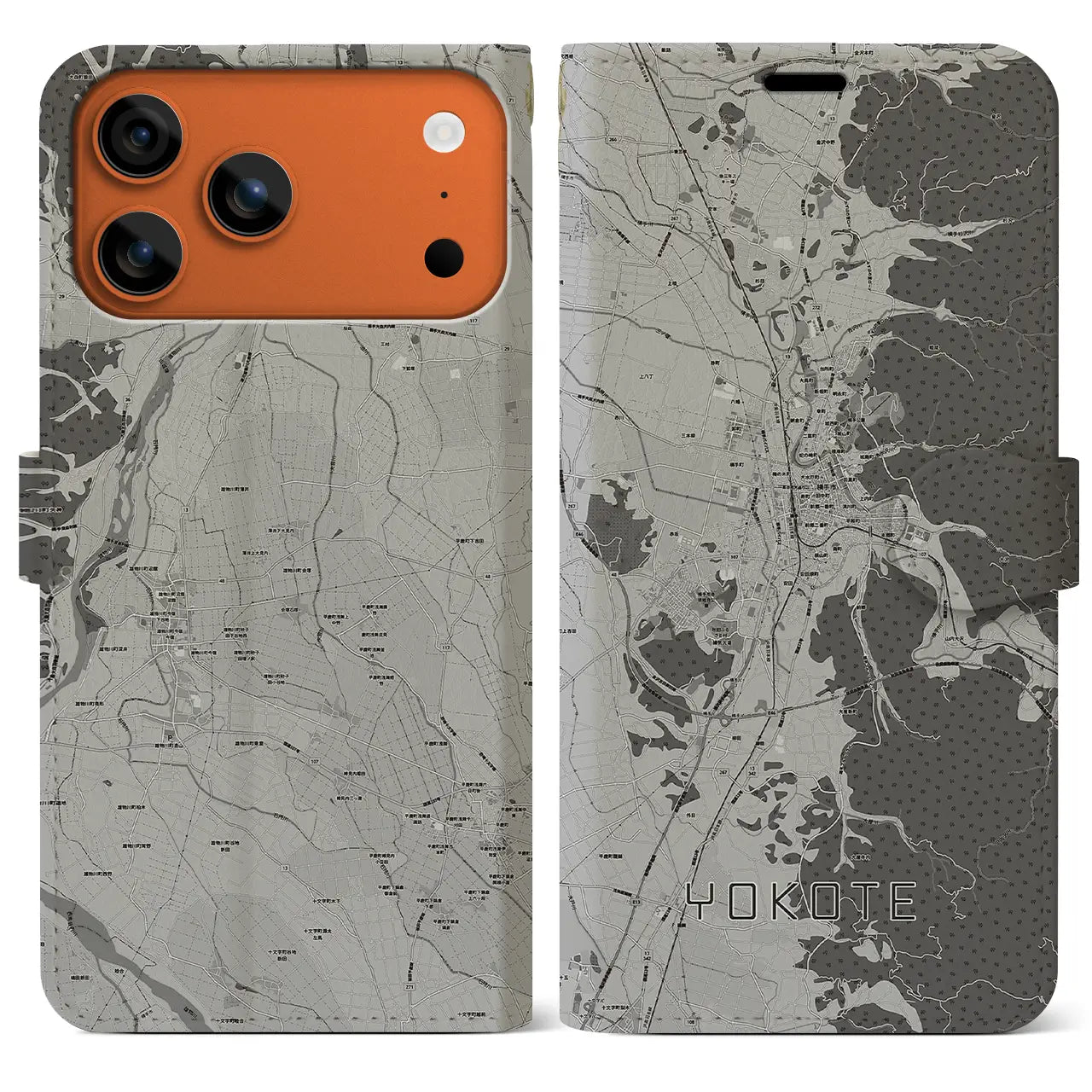 【横手(秋田県)】地図柄iPhoneケース(手帳タイプ)