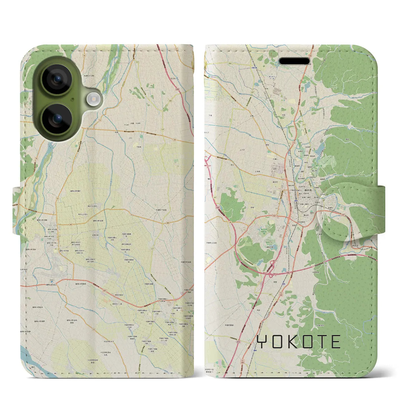 【横手(秋田県)】地図柄iPhoneケース(手帳タイプ)