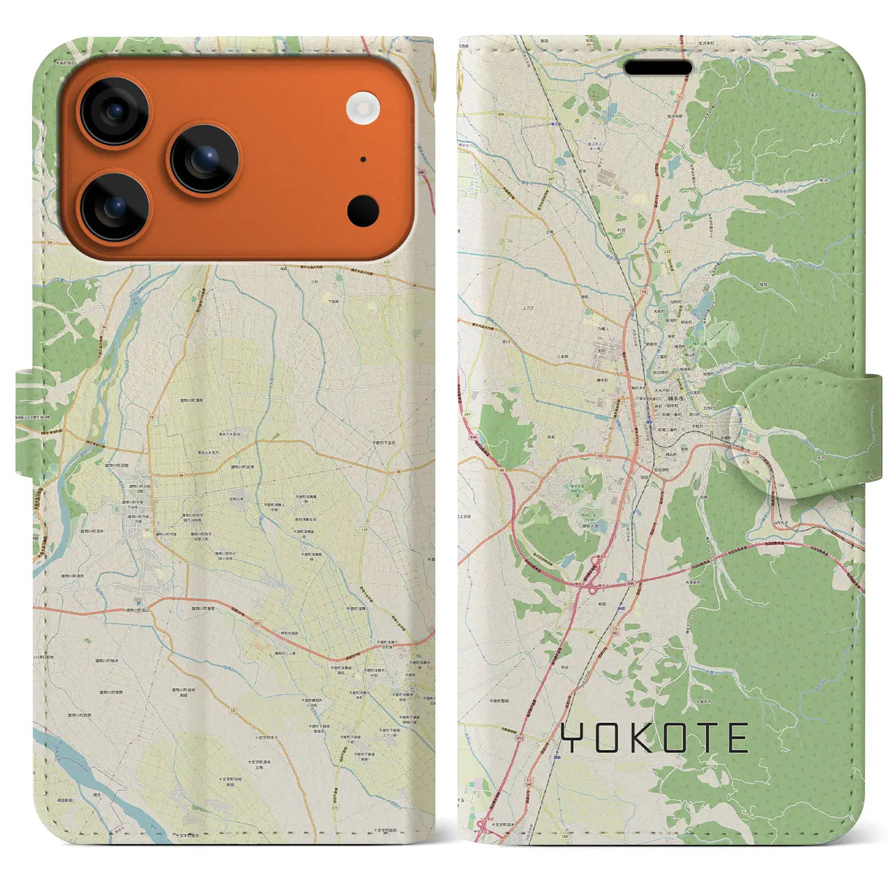 【横手(秋田県)】地図柄iPhoneケース(手帳タイプ)