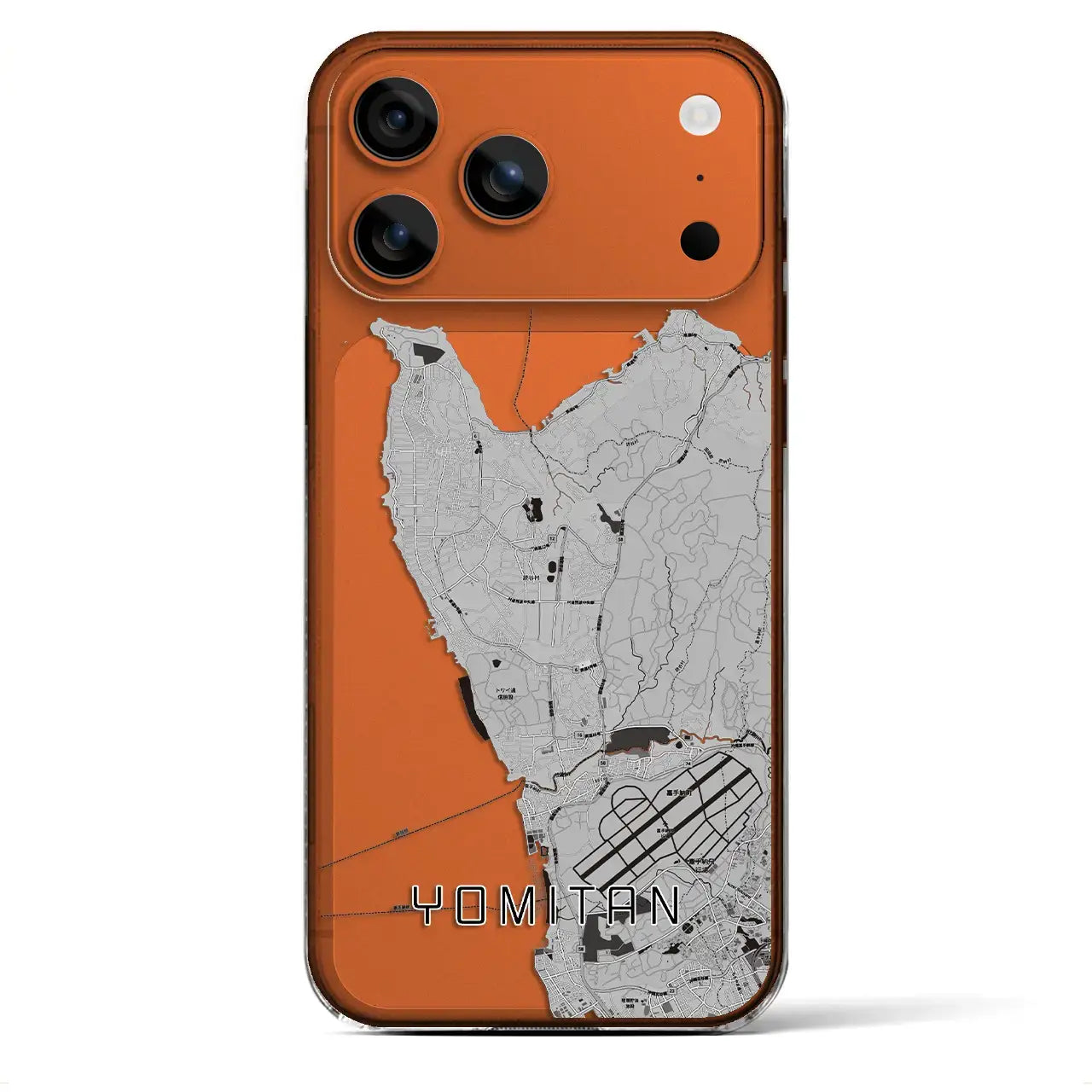 【読谷(沖縄県)】地図柄iPhoneケース(クリアタイプ)モノトーン・iPhone 17 Pro Max 用