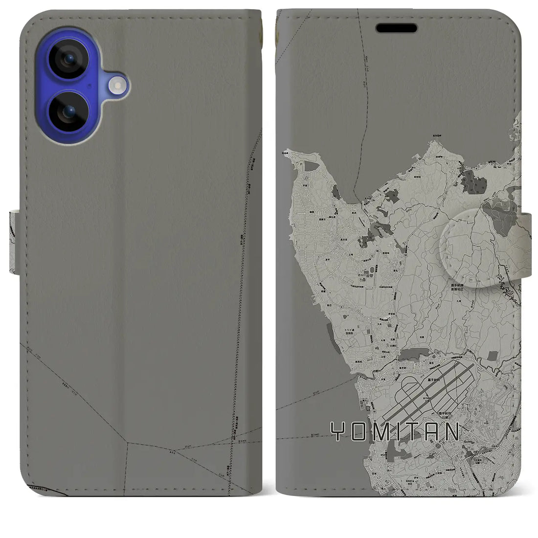 【読谷(沖縄県)】地図柄iPhoneケース(手帳タイプ)モノトーン・iPhone 16 Pro Max 用