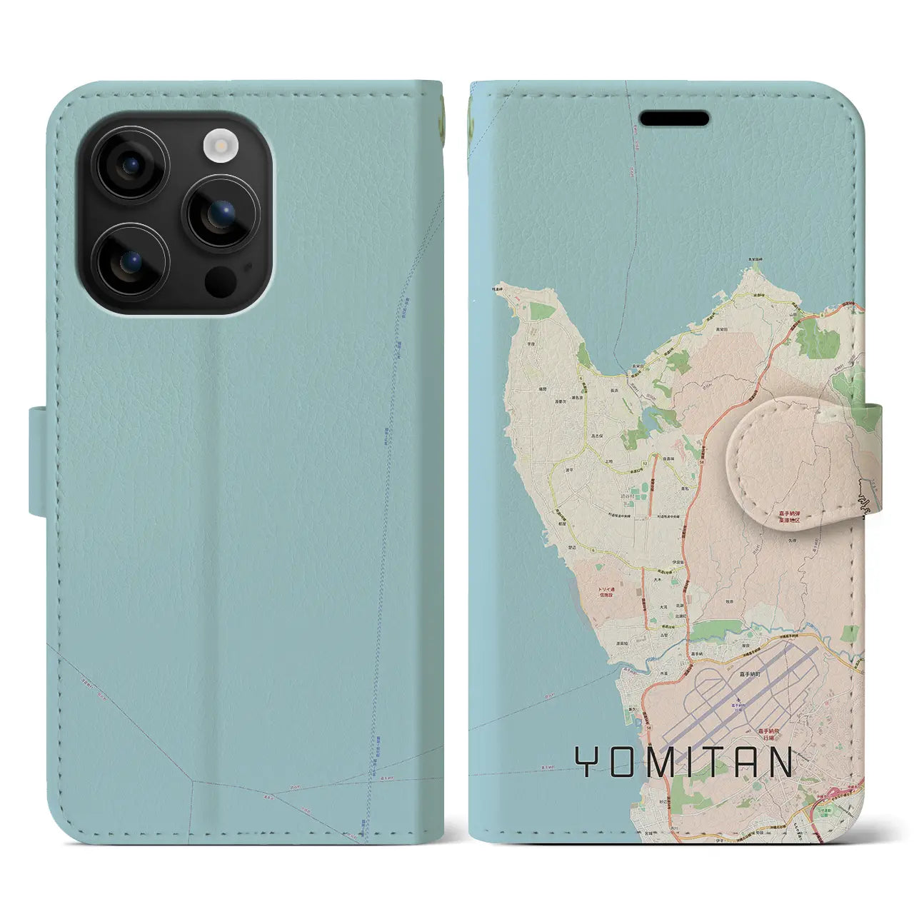 【読谷(沖縄県)】地図柄iPhoneケース(手帳タイプ)ナチュラル・iPhone 16 用