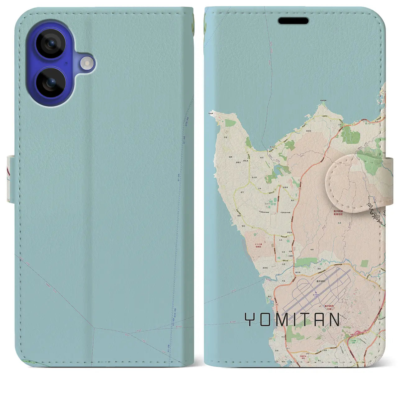 【読谷(沖縄県)】地図柄iPhoneケース(手帳タイプ)ナチュラル・iPhone 16 Pro Max 用