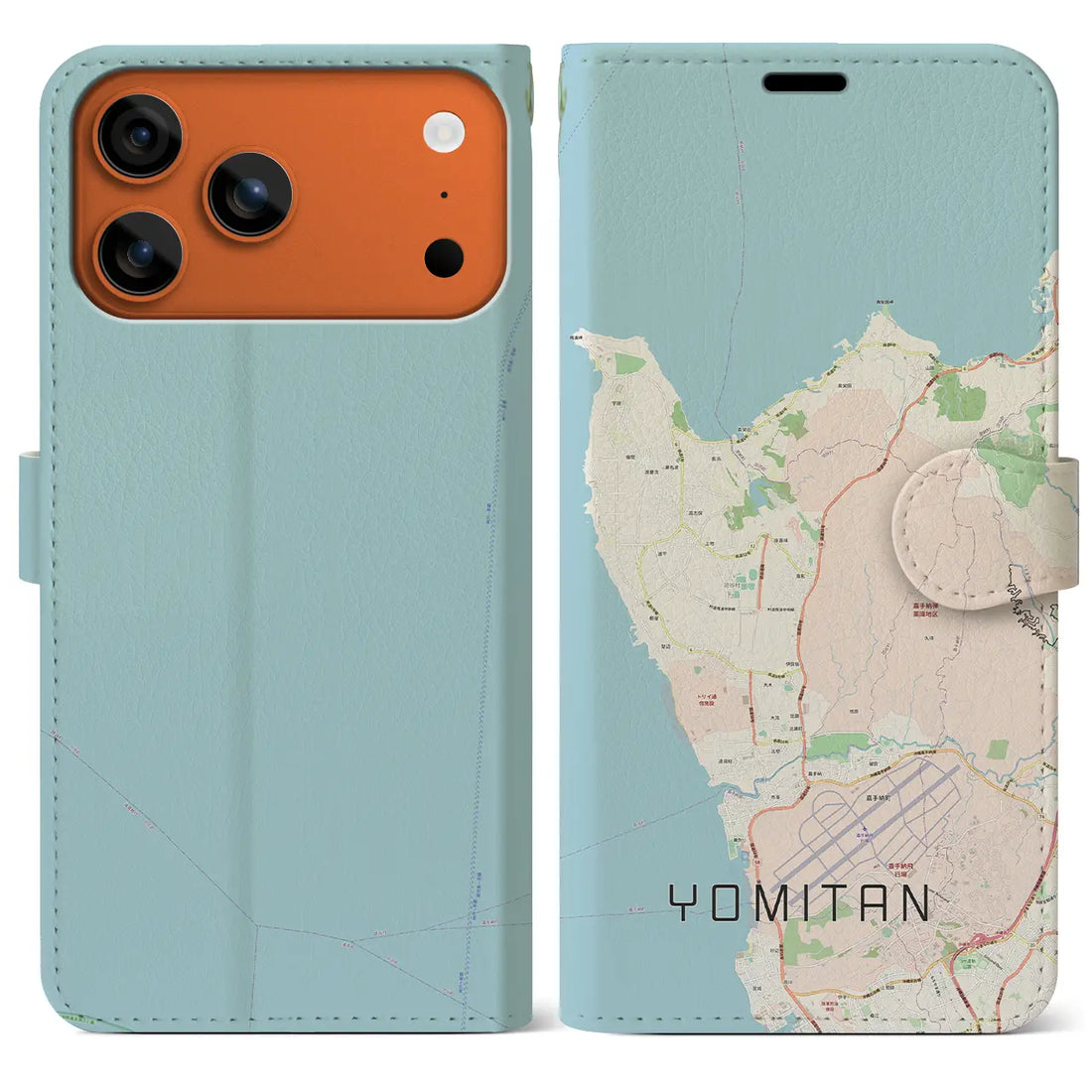【読谷(沖縄県)】地図柄iPhoneケース(手帳タイプ)ナチュラル・iPhone 17 Pro Max 用