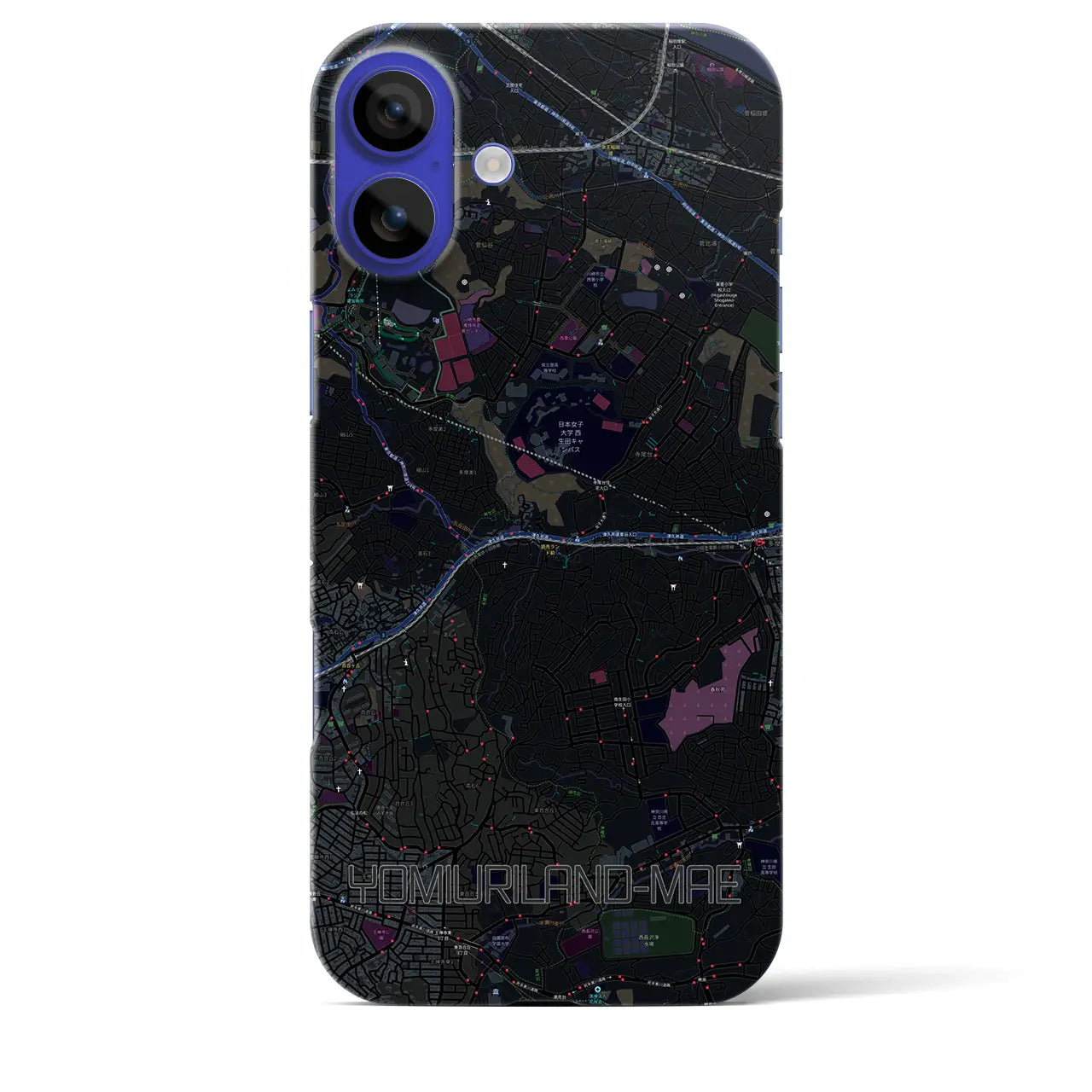 【読売ランド前(神奈川県)】地図柄iPhoneケース(バックカバータイプ)