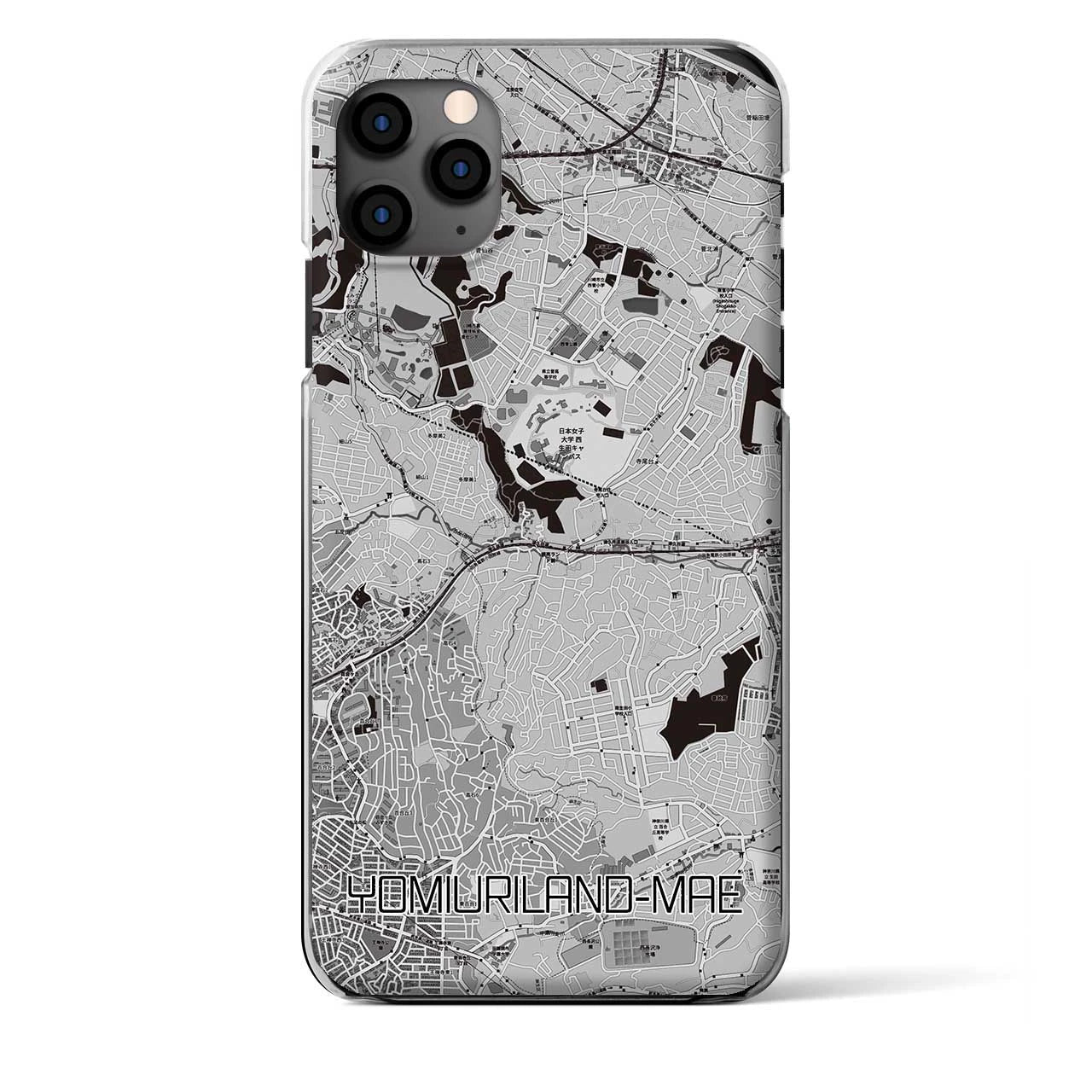 【読売ランド前(神奈川県)】地図柄iPhoneケース(クリアタイプ)モノトーン・iPhone 11 Pro Max 用