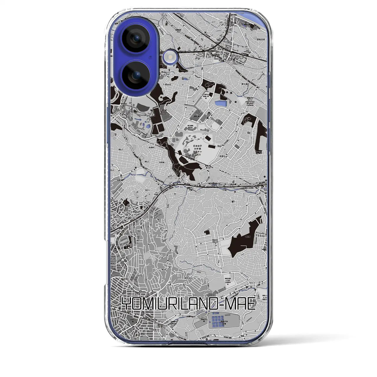 【読売ランド前(神奈川県)】地図柄iPhoneケース(クリアタイプ)モノトーン・iPhone 16 Pro Max 用