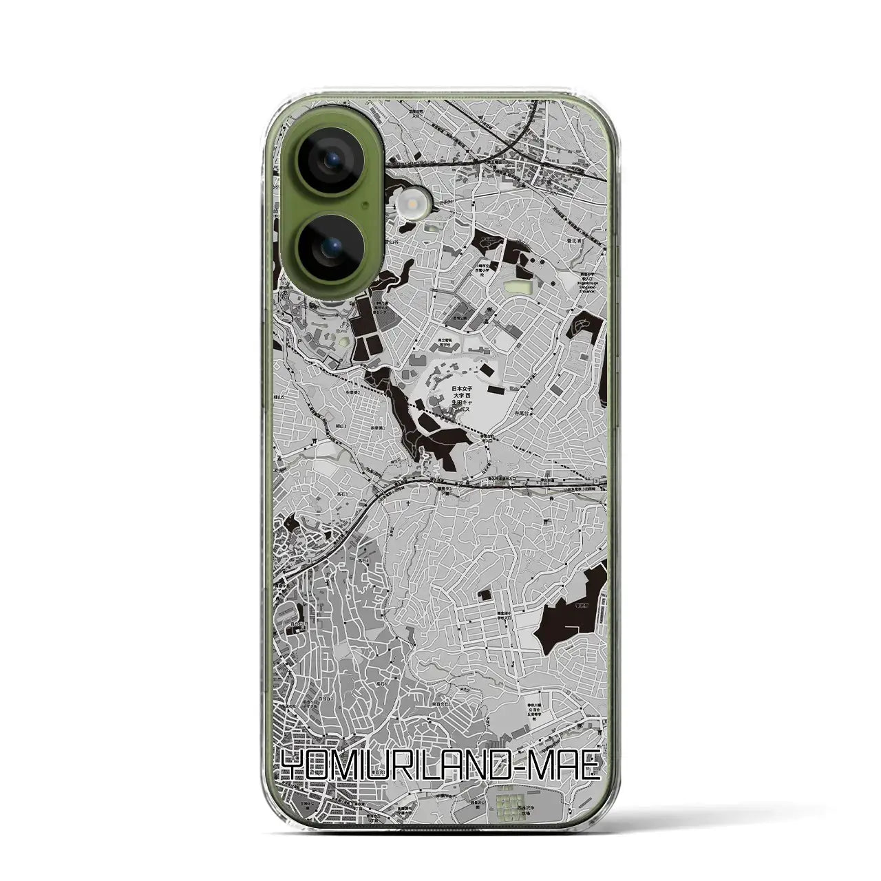 【読売ランド前(神奈川県)】地図柄iPhoneケース(クリアタイプ)