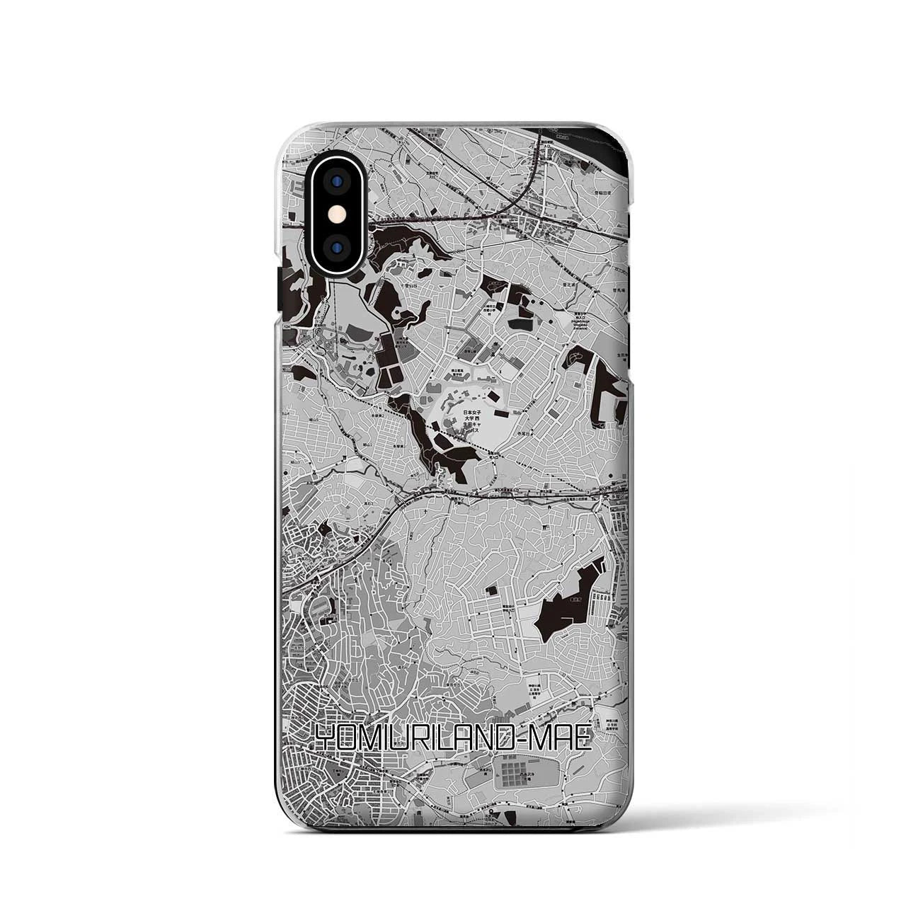 【読売ランド前(神奈川県)】地図柄iPhoneケース(クリアタイプ)モノトーン・iPhone XS / X 用
