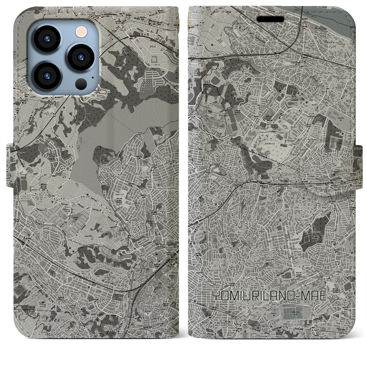 【読売ランド前(神奈川県)】地図柄iPhoneケース(手帳タイプ)