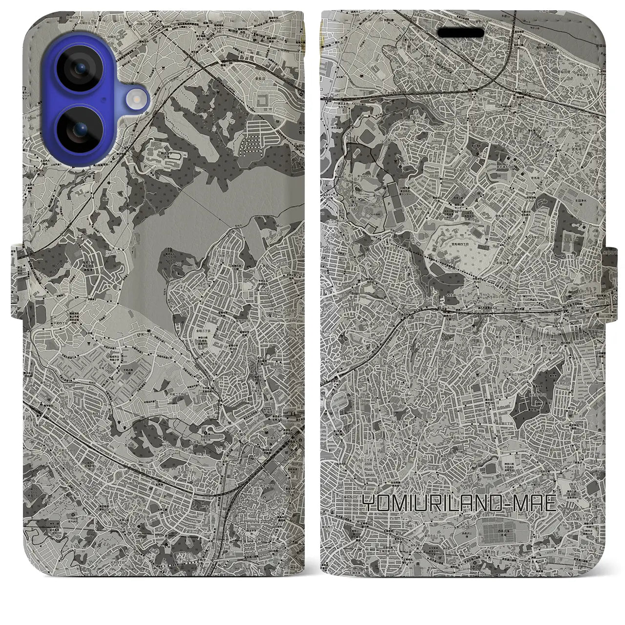 【読売ランド前(神奈川県)】地図柄iPhoneケース(手帳タイプ)