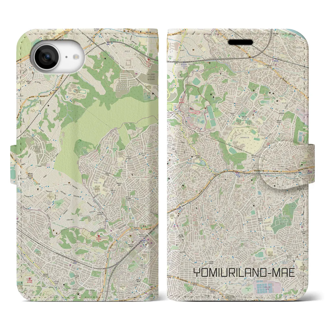 【読売ランド前(神奈川県)】地図柄iPhoneケース(手帳タイプ)