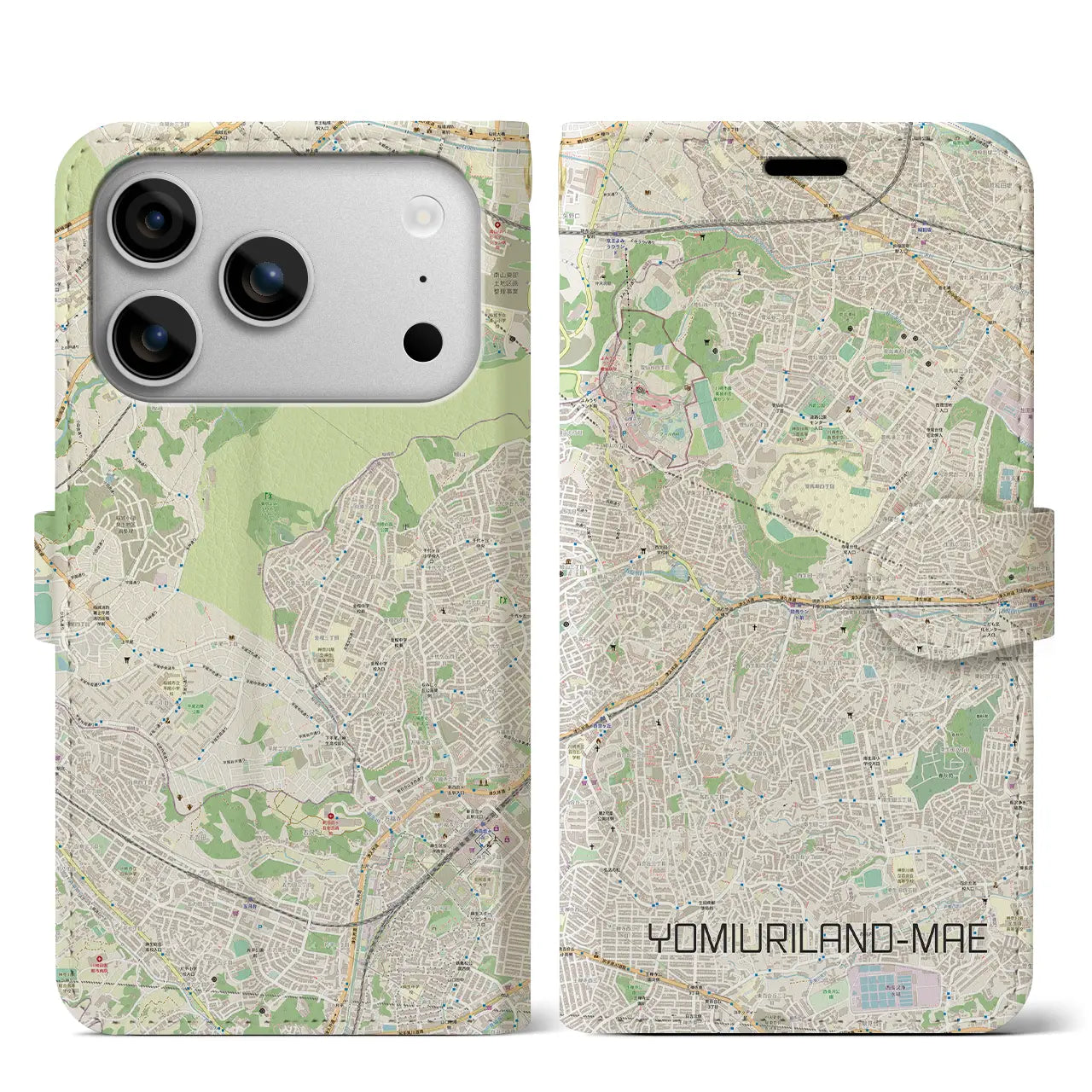 【読売ランド前(神奈川県)】地図柄iPhoneケース(手帳タイプ)