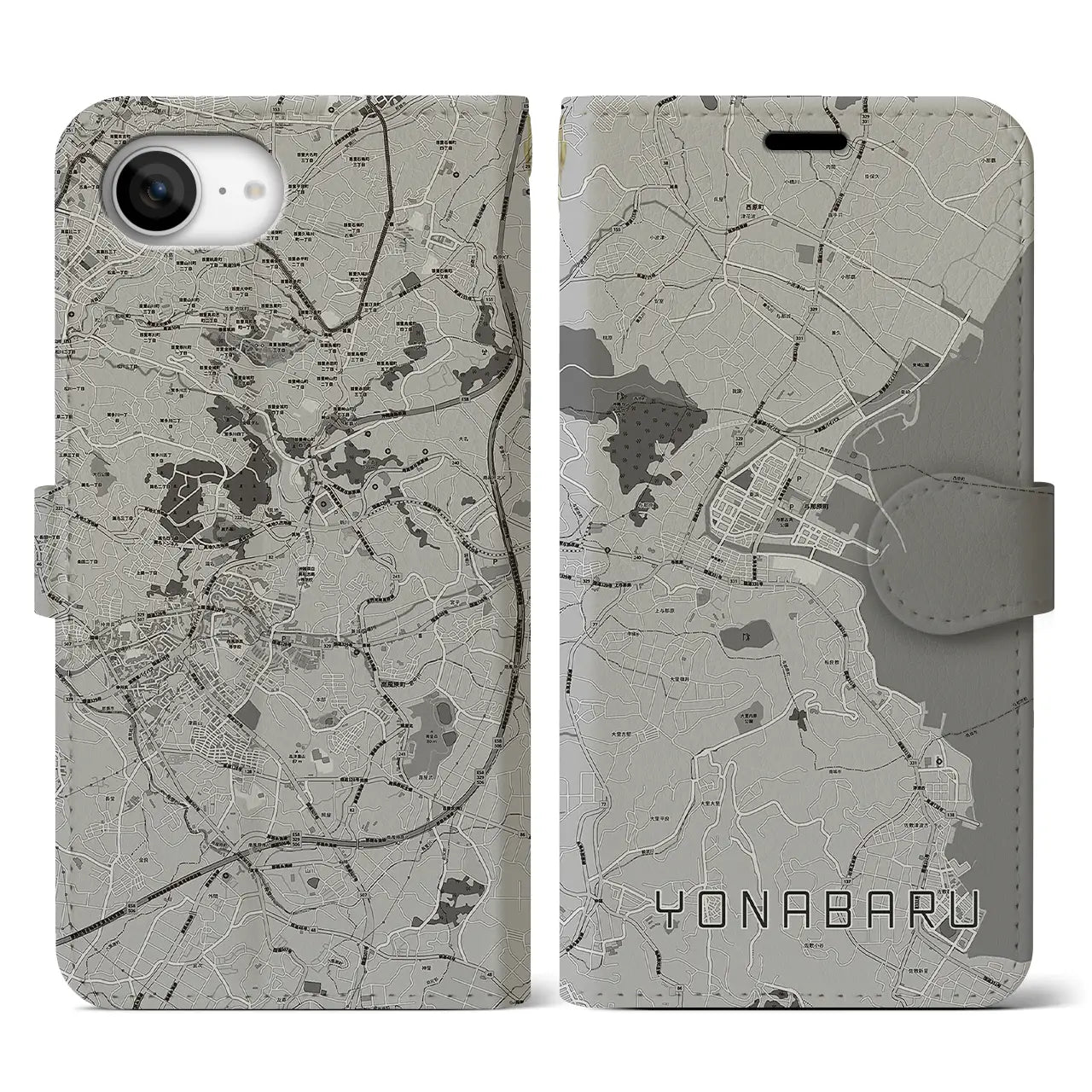 【与那原(沖縄県)】地図柄iPhoneケース(手帳タイプ)