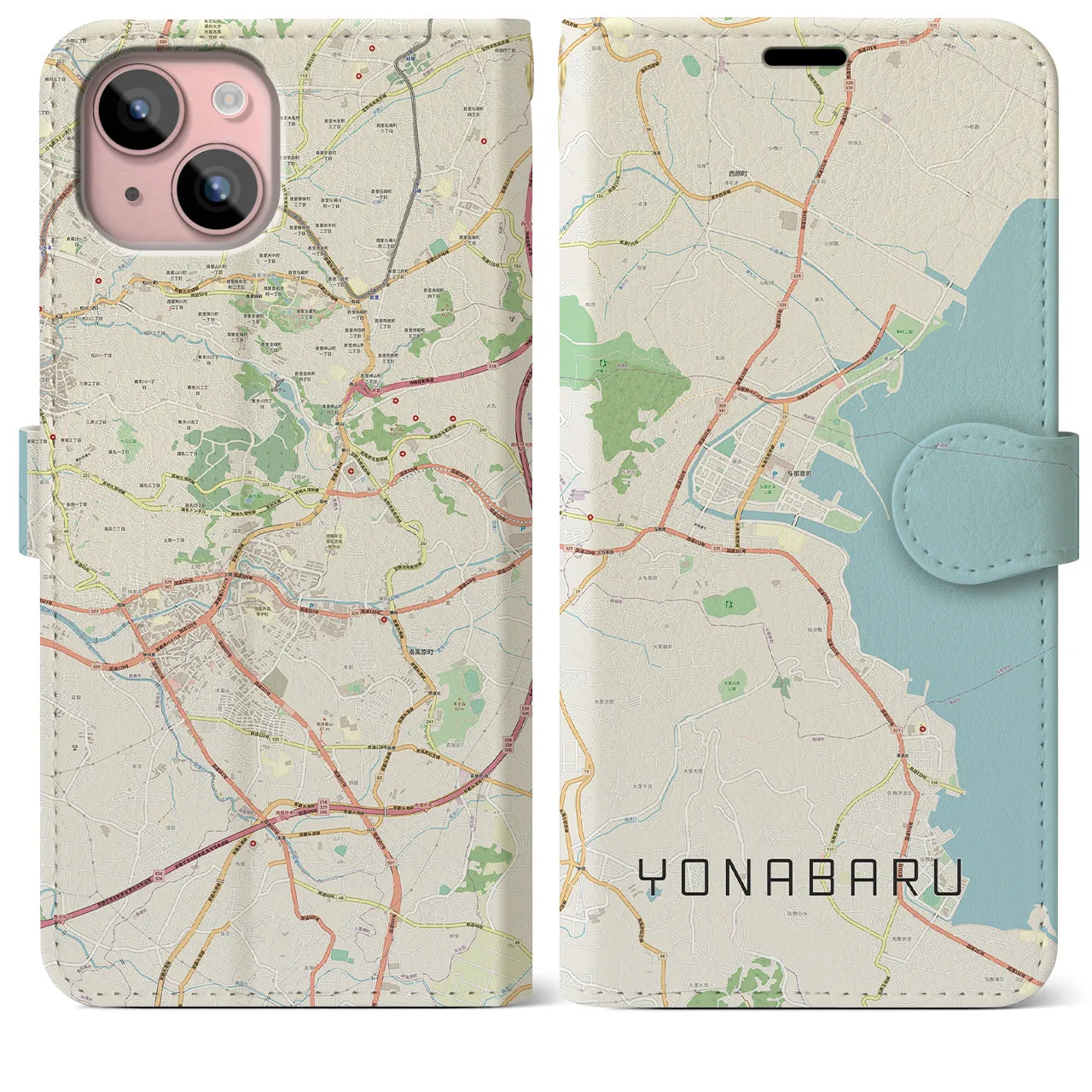 【与那原(沖縄県)】地図柄iPhoneケース(手帳タイプ)