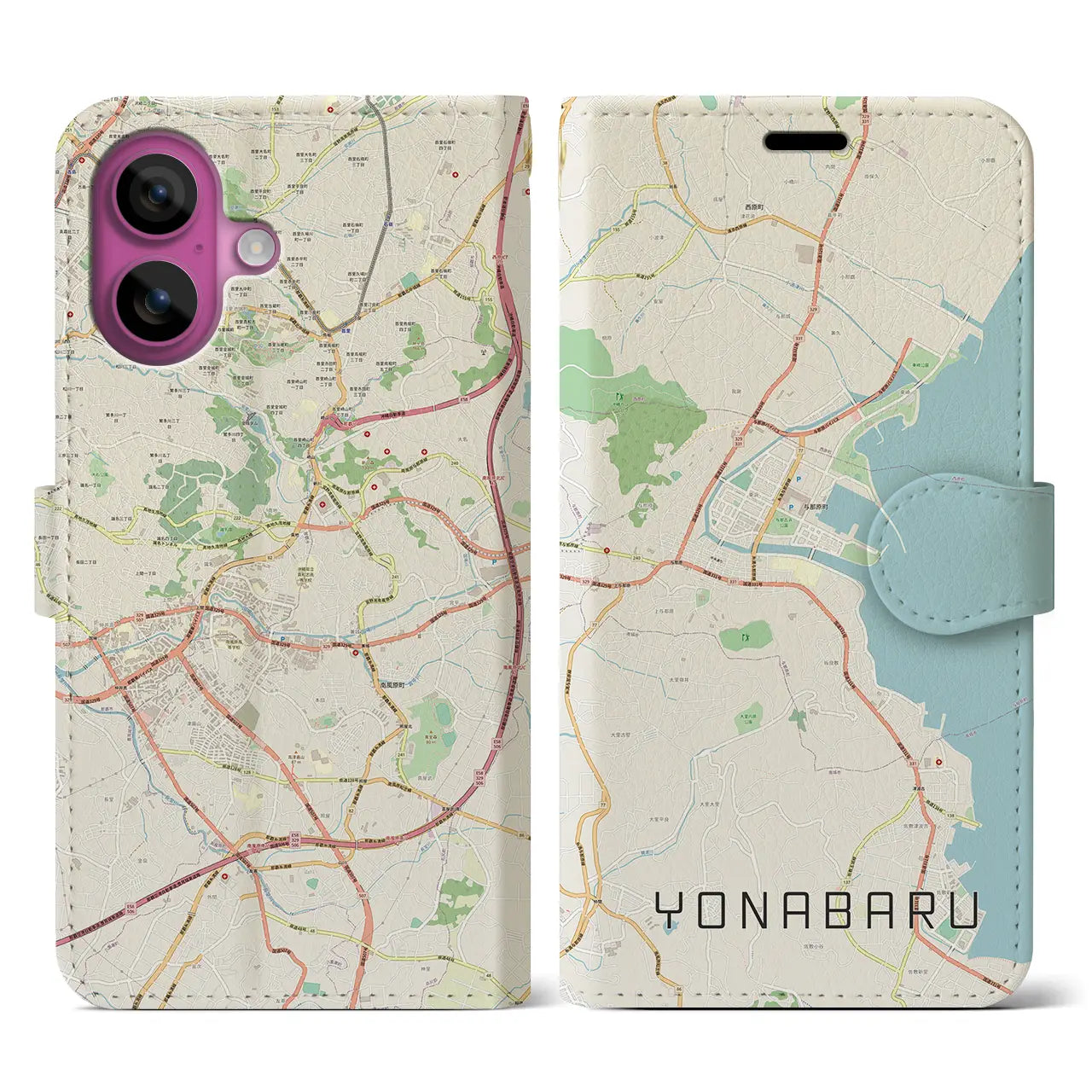 【与那原(沖縄県)】地図柄iPhoneケース(手帳タイプ)