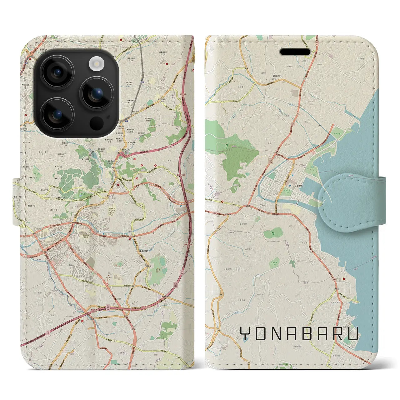 【与那原(沖縄県)】地図柄iPhoneケース(手帳タイプ)
