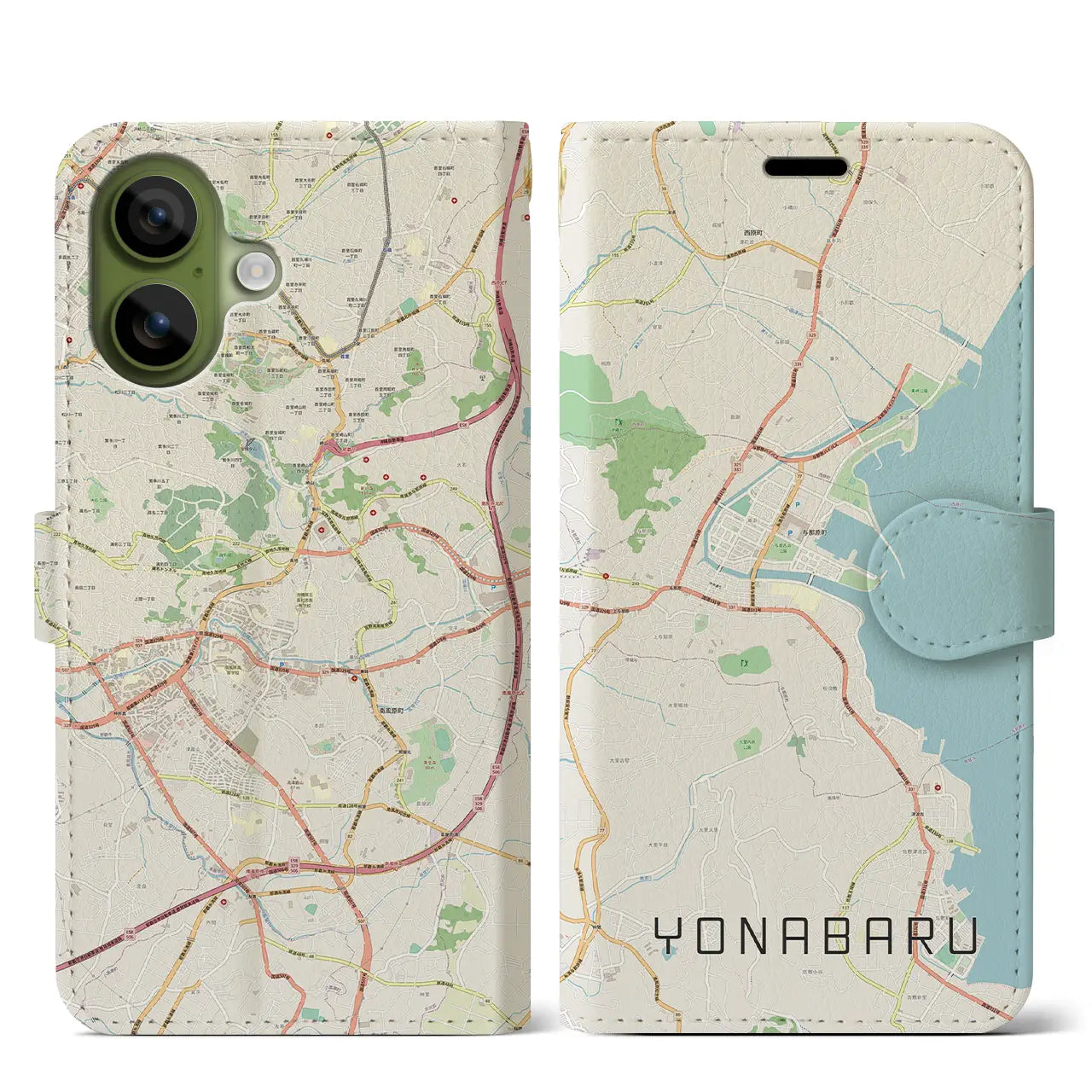 【与那原(沖縄県)】地図柄iPhoneケース(手帳タイプ)