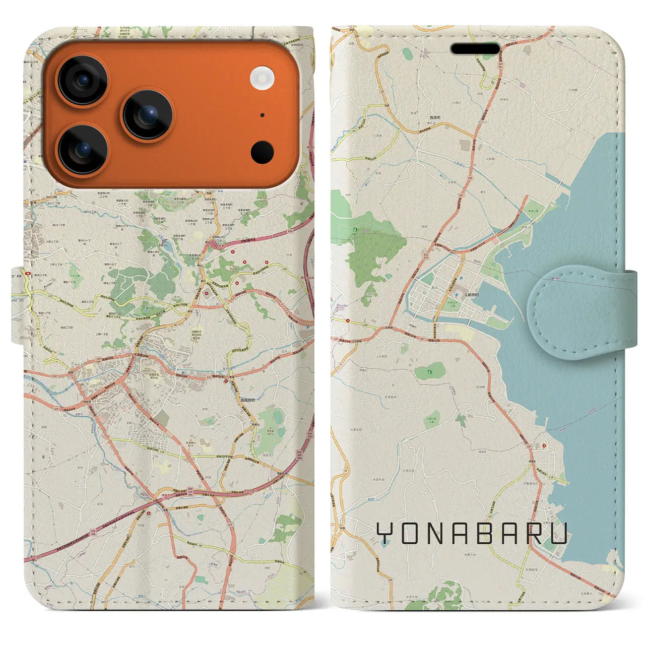 【与那原(沖縄県)】地図柄iPhoneケース(手帳タイプ)