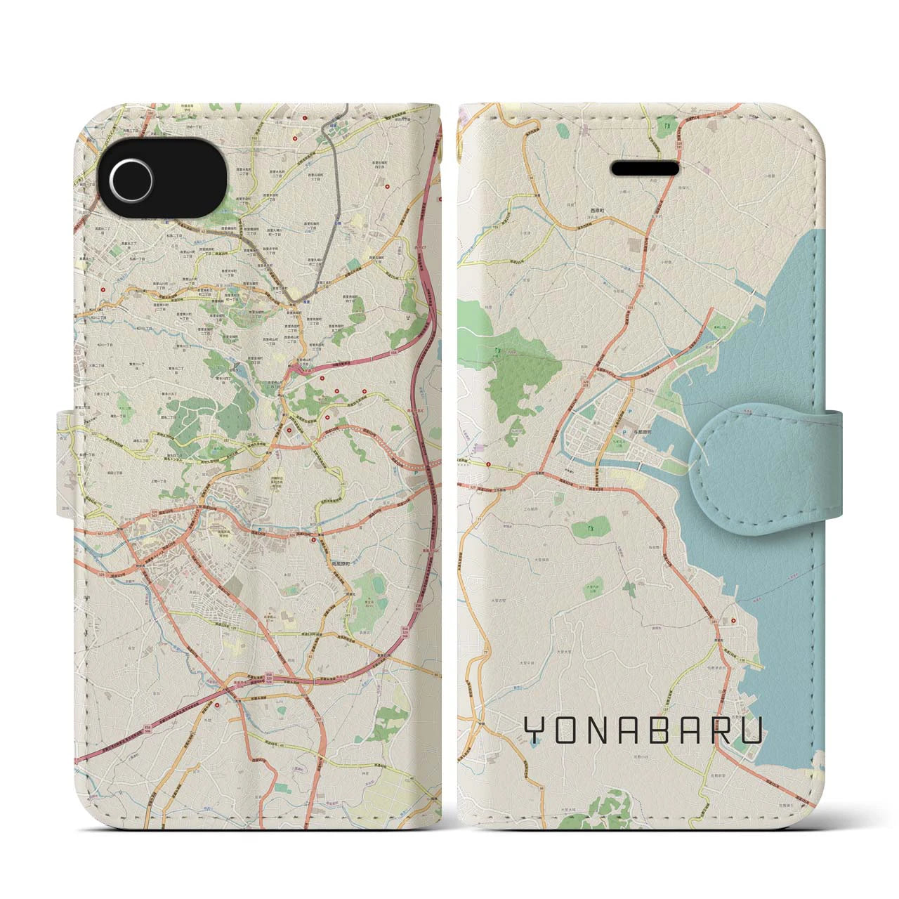 【与那原(沖縄県)】地図柄iPhoneケース(手帳タイプ)