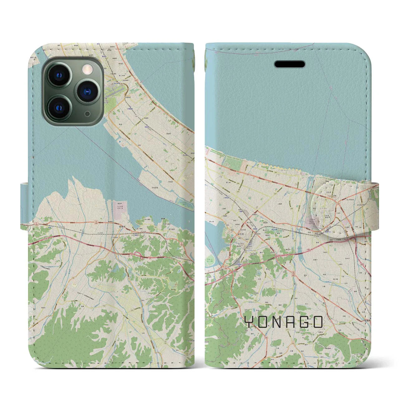 【米子(鳥取県)】地図柄iPhoneケース(手帳タイプ)ナチュラル・iPhone 11 Pro 用