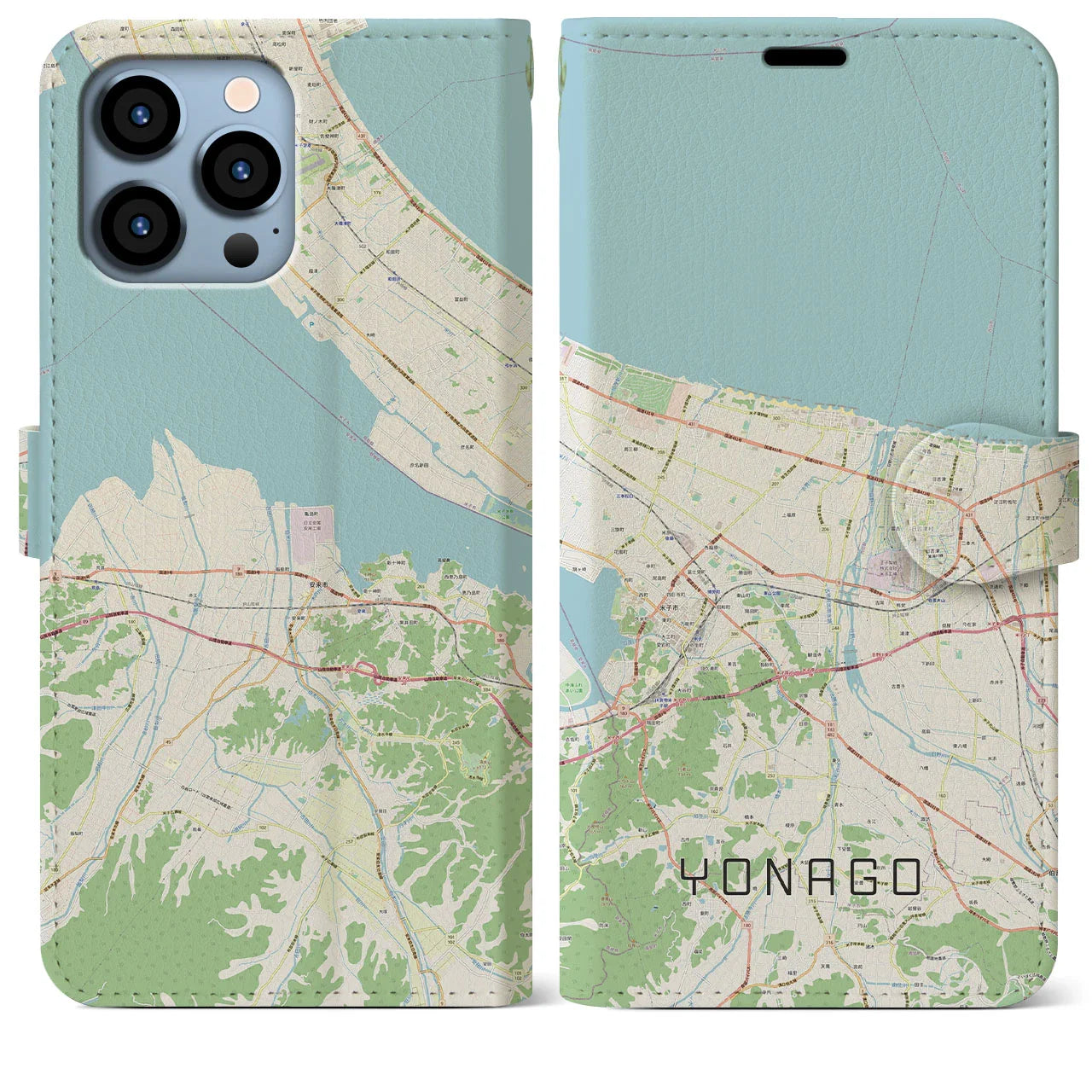 【米子(鳥取県)】地図柄iPhoneケース(手帳タイプ)ナチュラル・iPhone 13 Pro Max 用