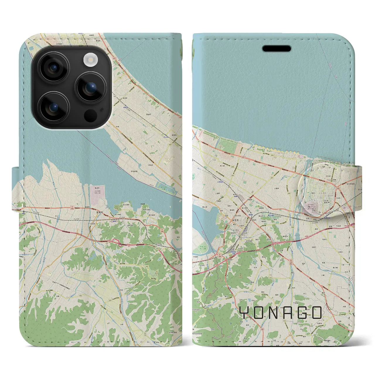 【米子(鳥取県)】地図柄iPhoneケース(手帳タイプ)ナチュラル・iPhone 16 用