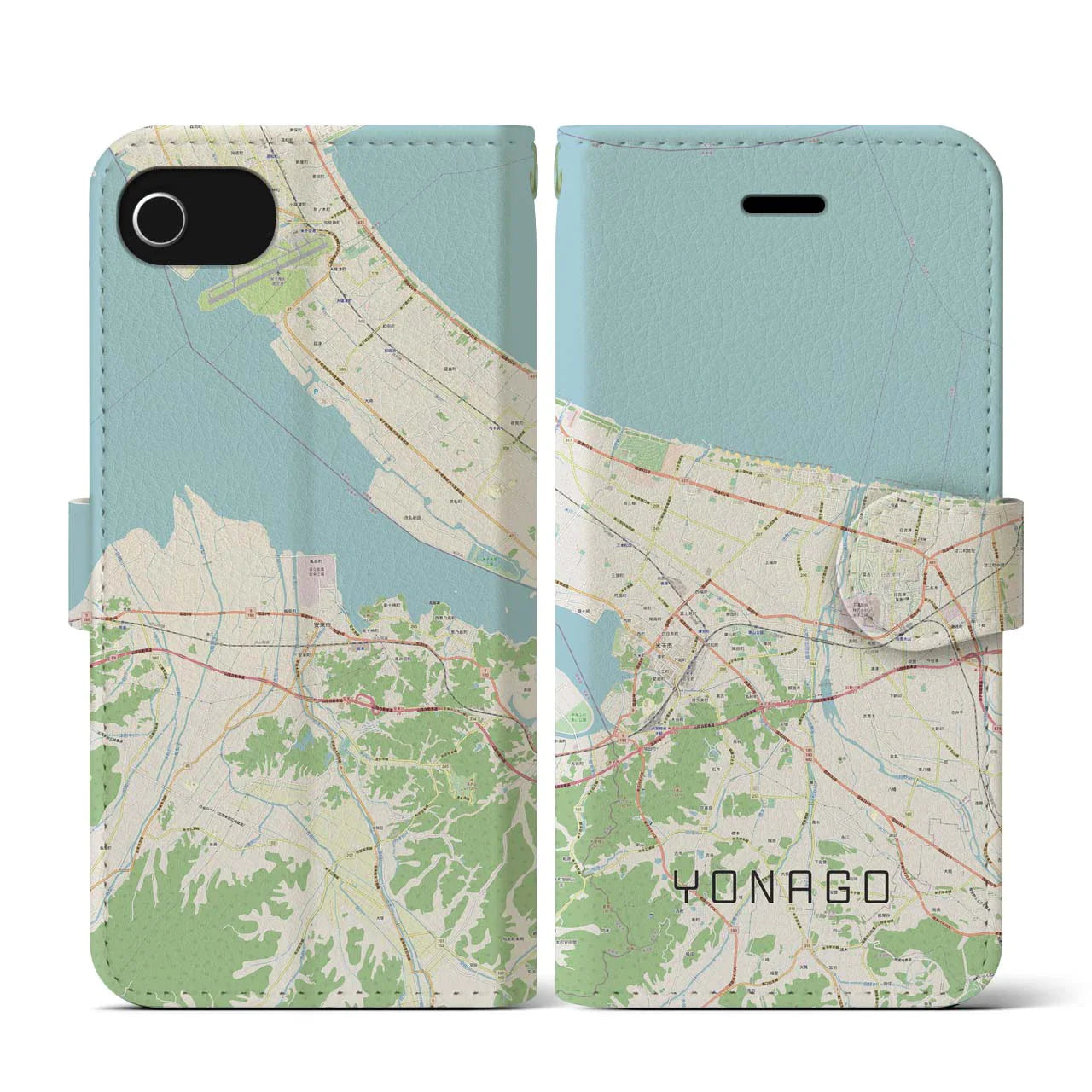 【米子(鳥取県)】地図柄iPhoneケース(手帳タイプ)ナチュラル・iPhone SE(第3 / 第2世代) / 8 / 7 / 6s / 6 用