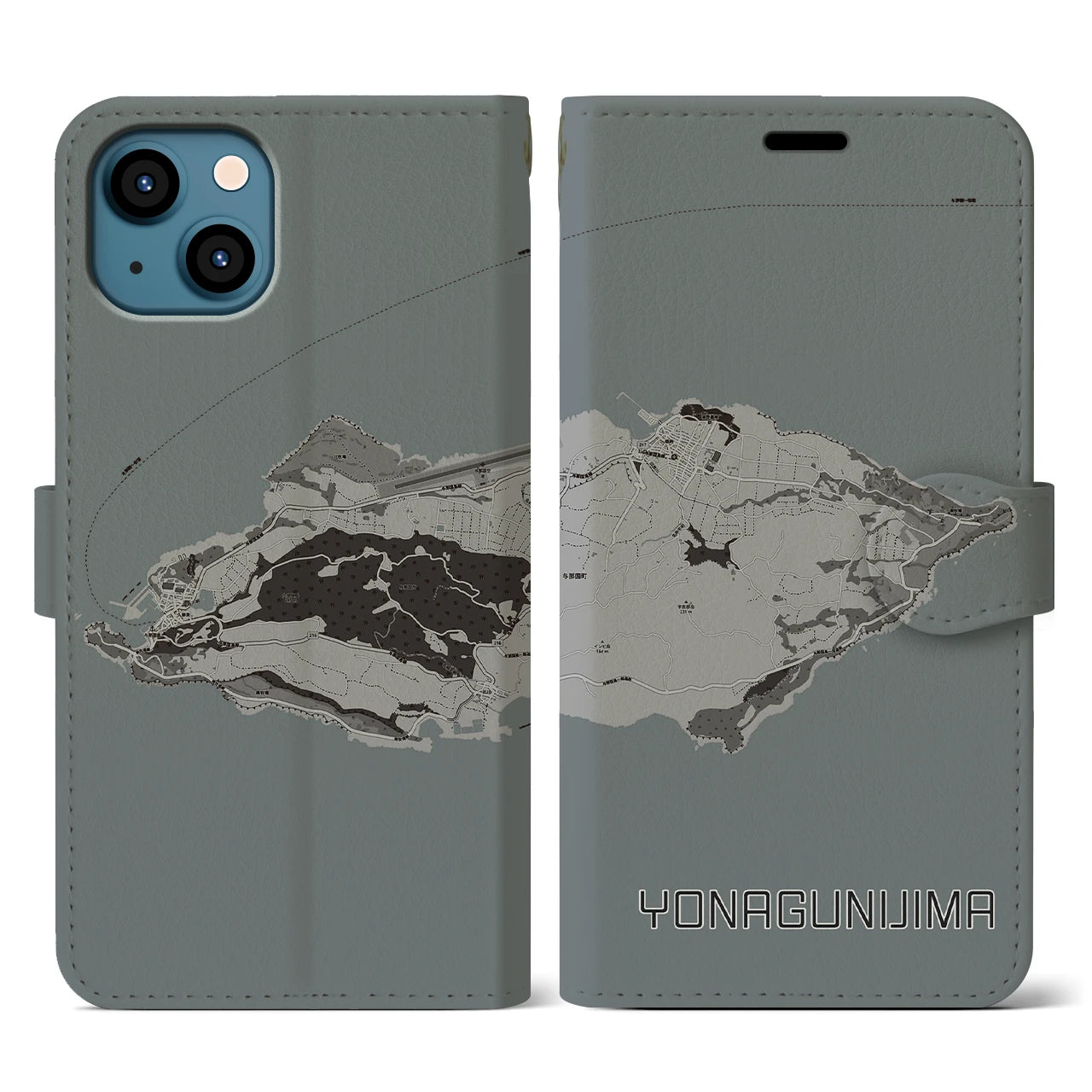 【与那国島(沖縄県)】地図柄iPhoneケース(手帳タイプ)