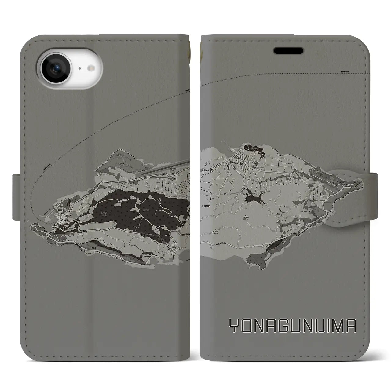 【与那国島(沖縄県)】地図柄iPhoneケース(手帳タイプ)