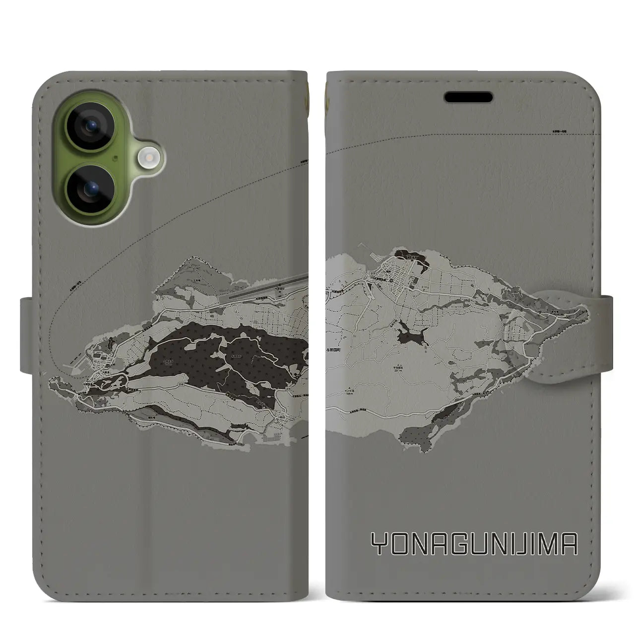 【与那国島(沖縄県)】地図柄iPhoneケース(手帳タイプ)