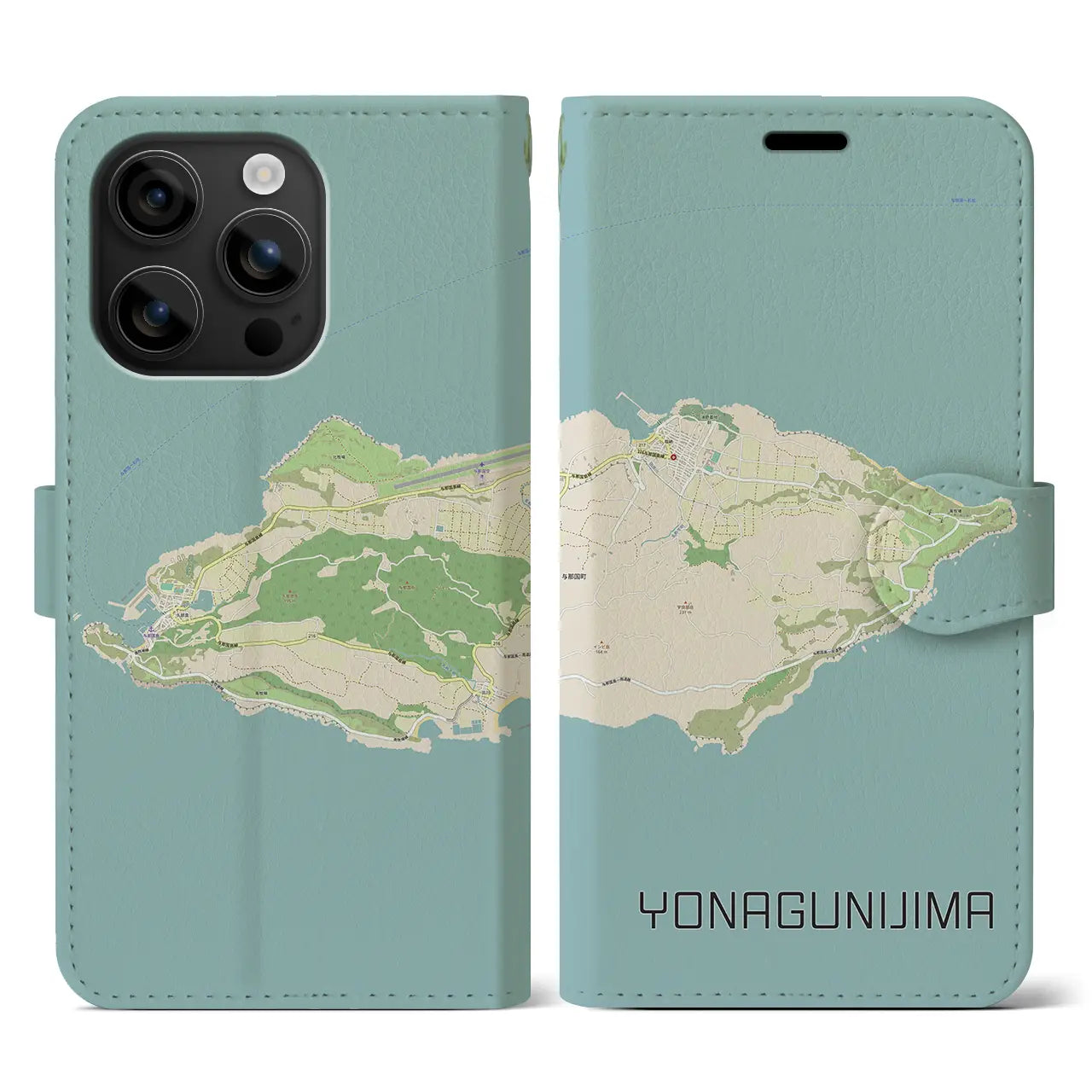 【与那国島(沖縄県)】地図柄iPhoneケース(手帳タイプ)ナチュラル・iPhone 16 用
