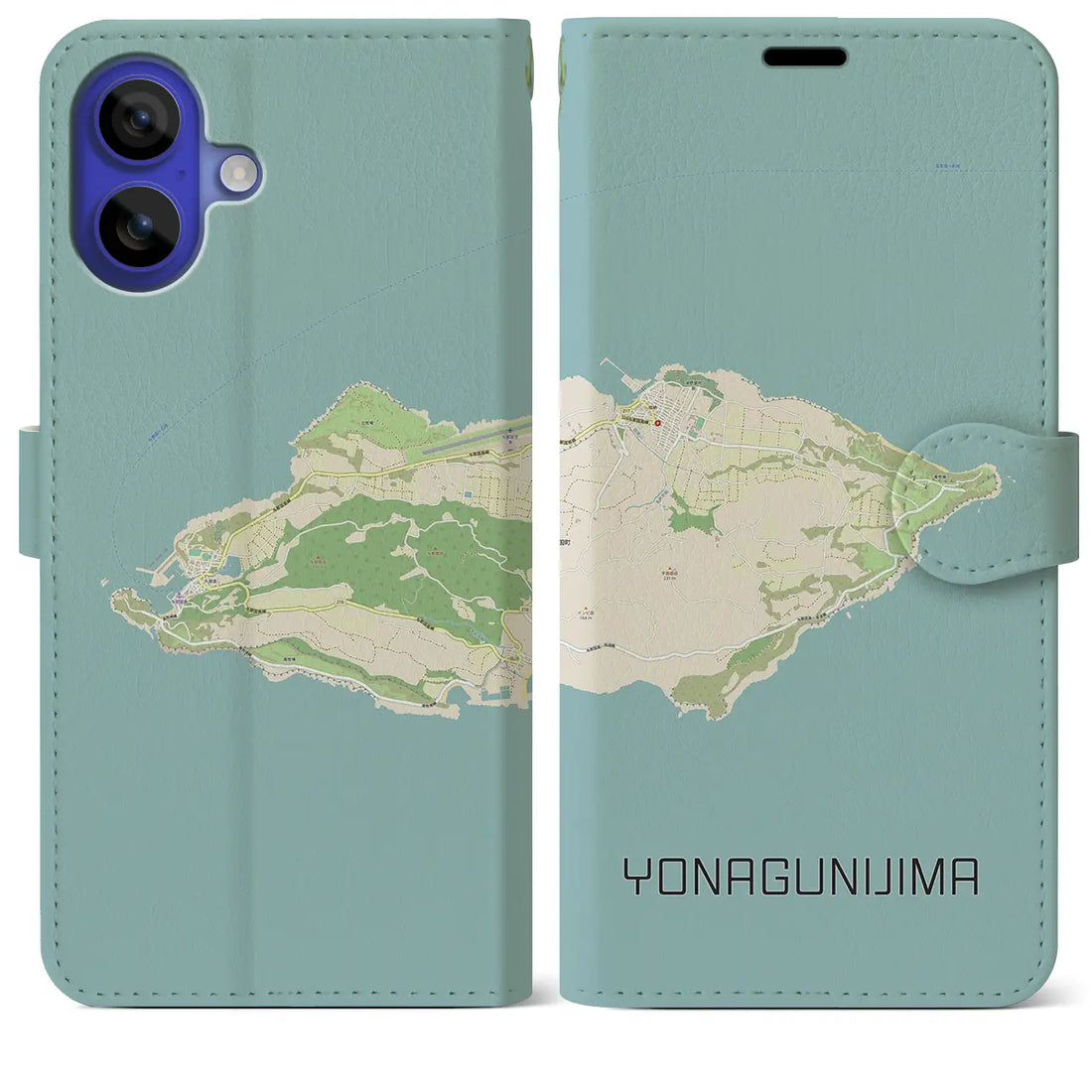 【与那国島(沖縄県)】地図柄iPhoneケース(手帳タイプ)ナチュラル・iPhone 16 Pro Max 用