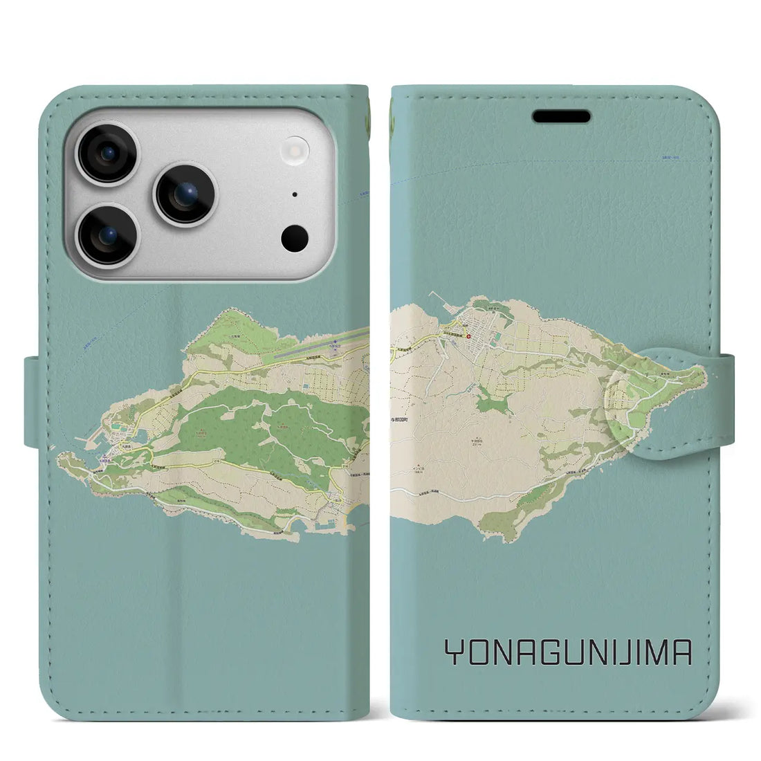 【与那国島(沖縄県)】地図柄iPhoneケース(手帳タイプ)ナチュラル・iPhone 17 Pro Max 用