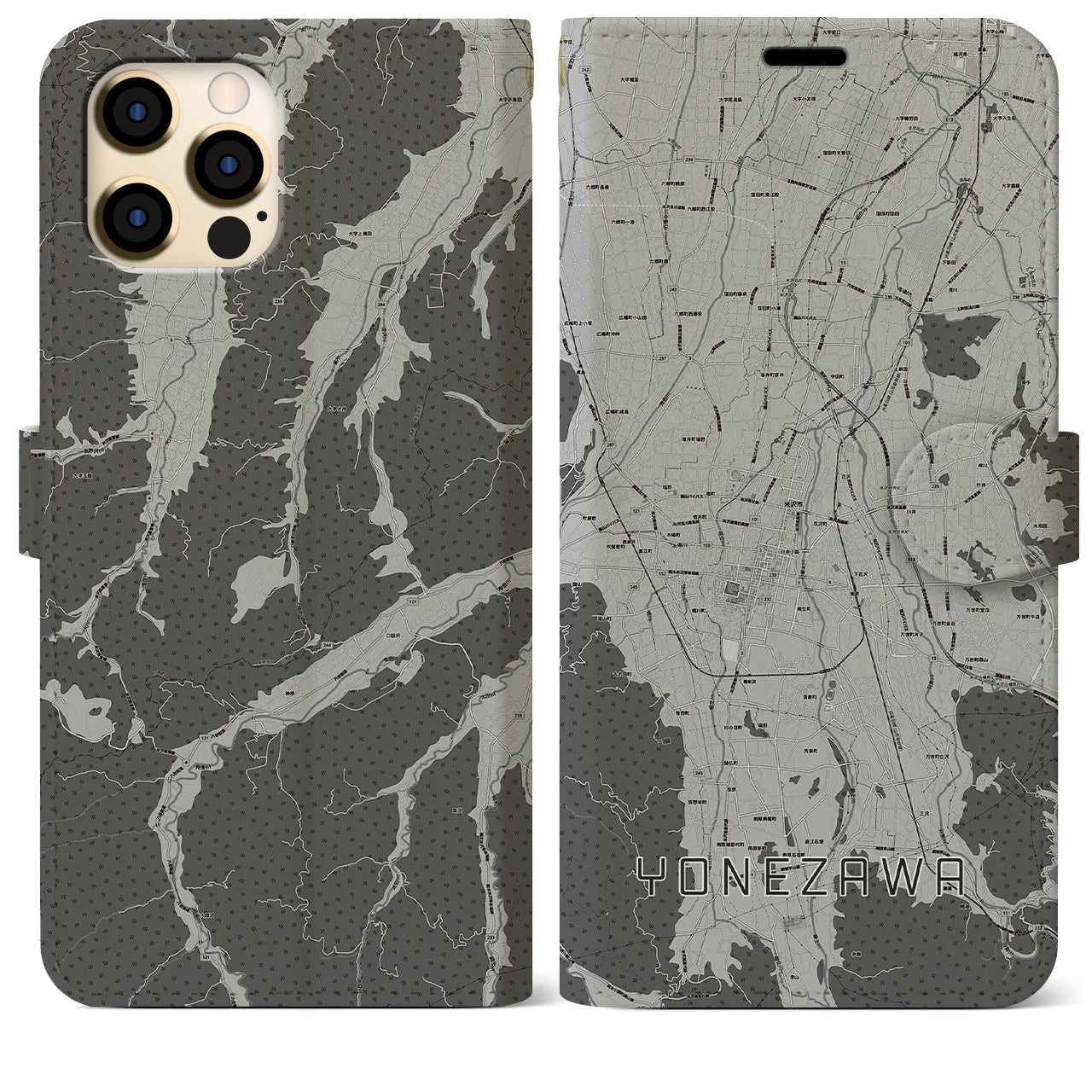 【米沢(山形県)】地図柄iPhoneケース(手帳タイプ)