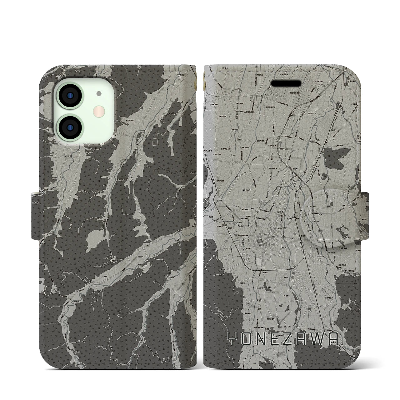 【米沢(山形県)】地図柄iPhoneケース(手帳タイプ)