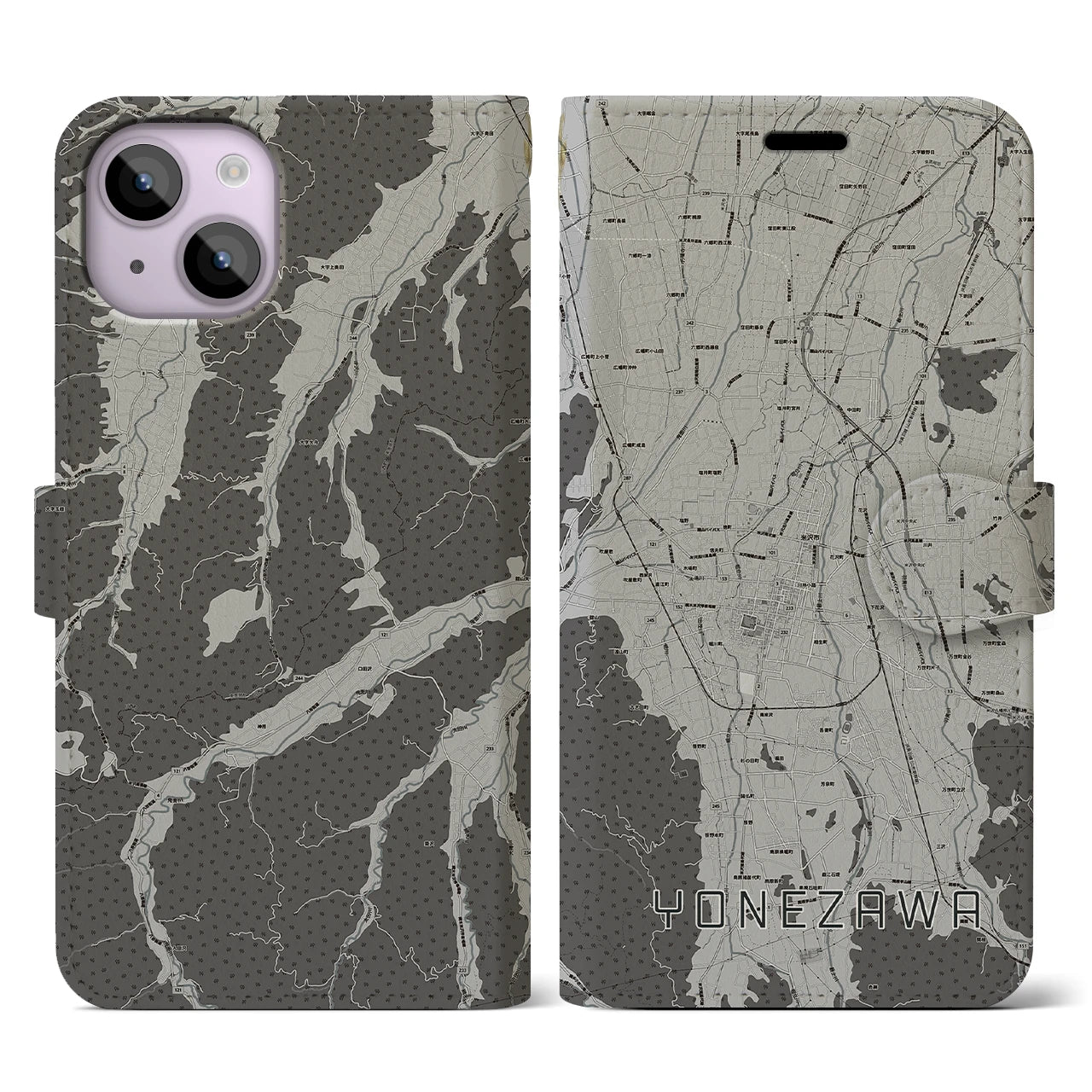 【米沢(山形県)】地図柄iPhoneケース(手帳タイプ)