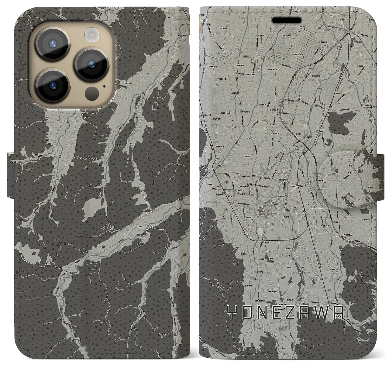 【米沢(山形県)】地図柄iPhoneケース(手帳タイプ)