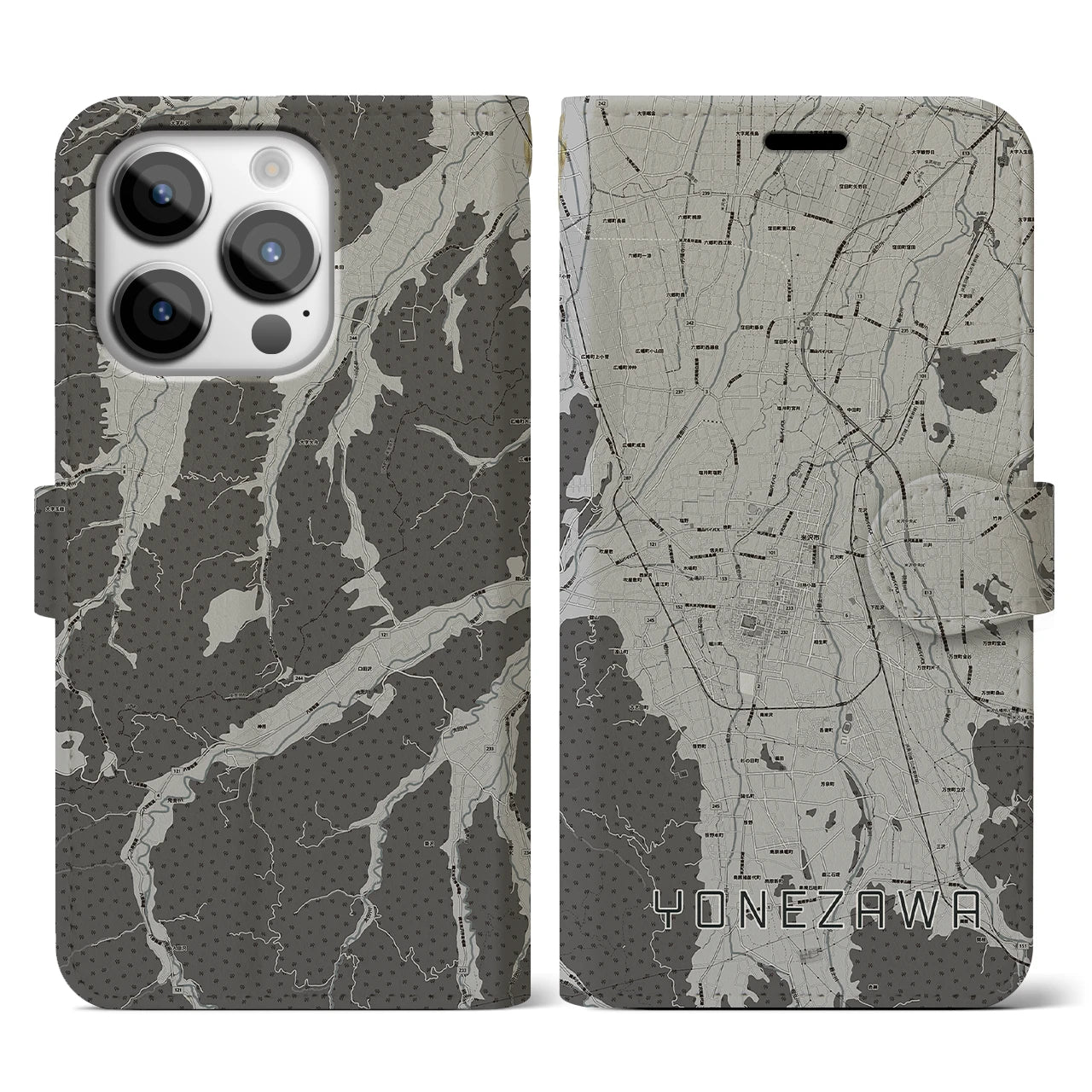 【米沢(山形県)】地図柄iPhoneケース(手帳タイプ)