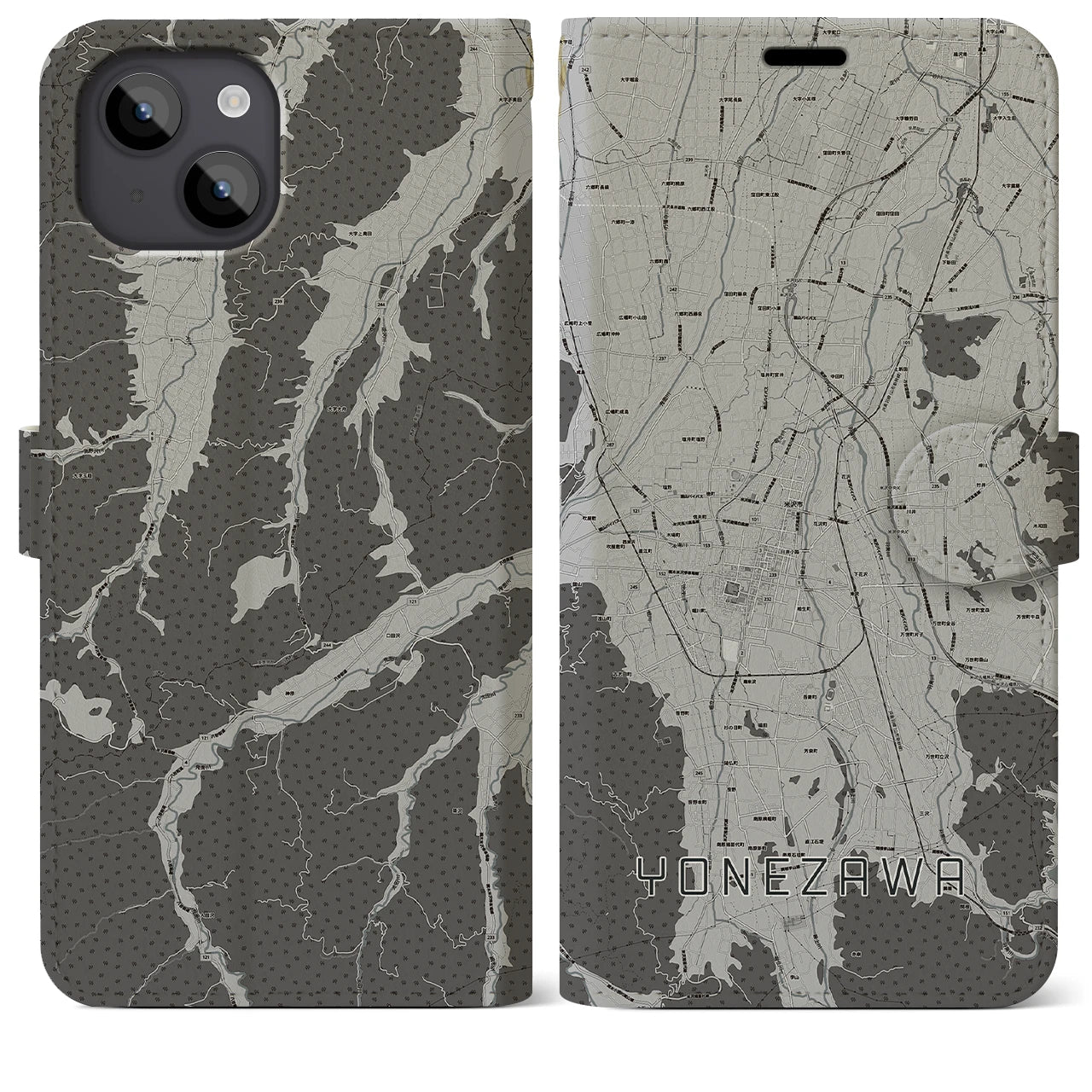 【米沢(山形県)】地図柄iPhoneケース(手帳タイプ)