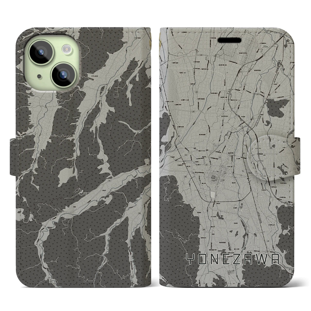 【米沢(山形県)】地図柄iPhoneケース(手帳タイプ)