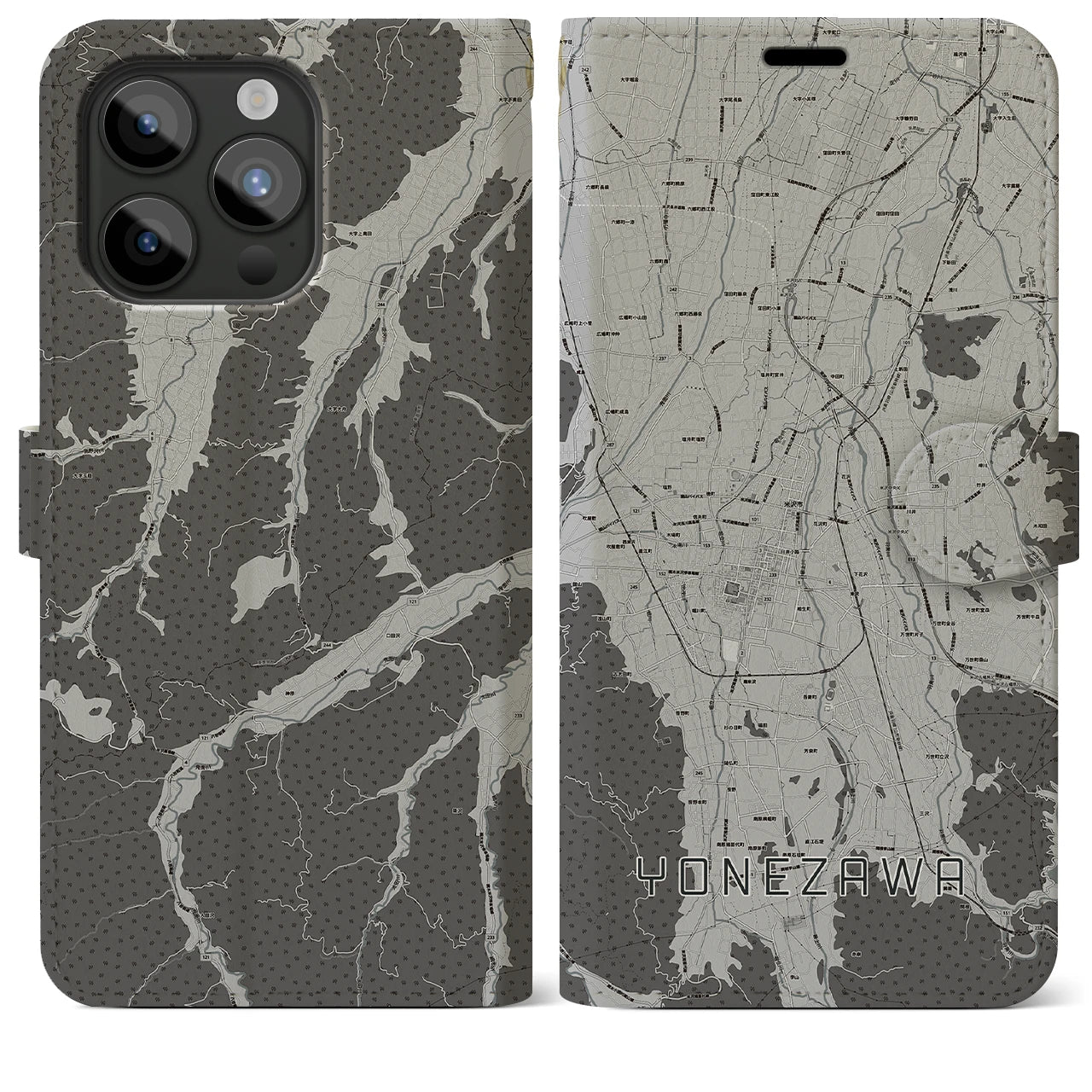 【米沢(山形県)】地図柄iPhoneケース(手帳タイプ)