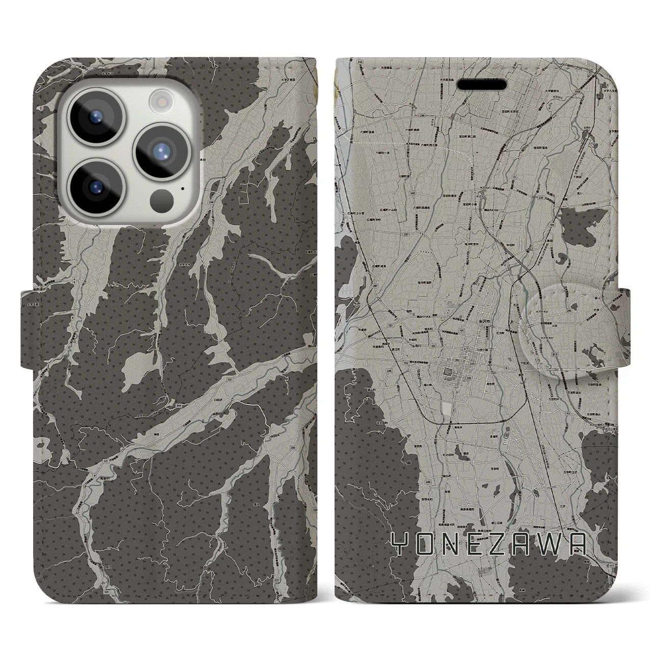 【米沢(山形県)】地図柄iPhoneケース(手帳タイプ)