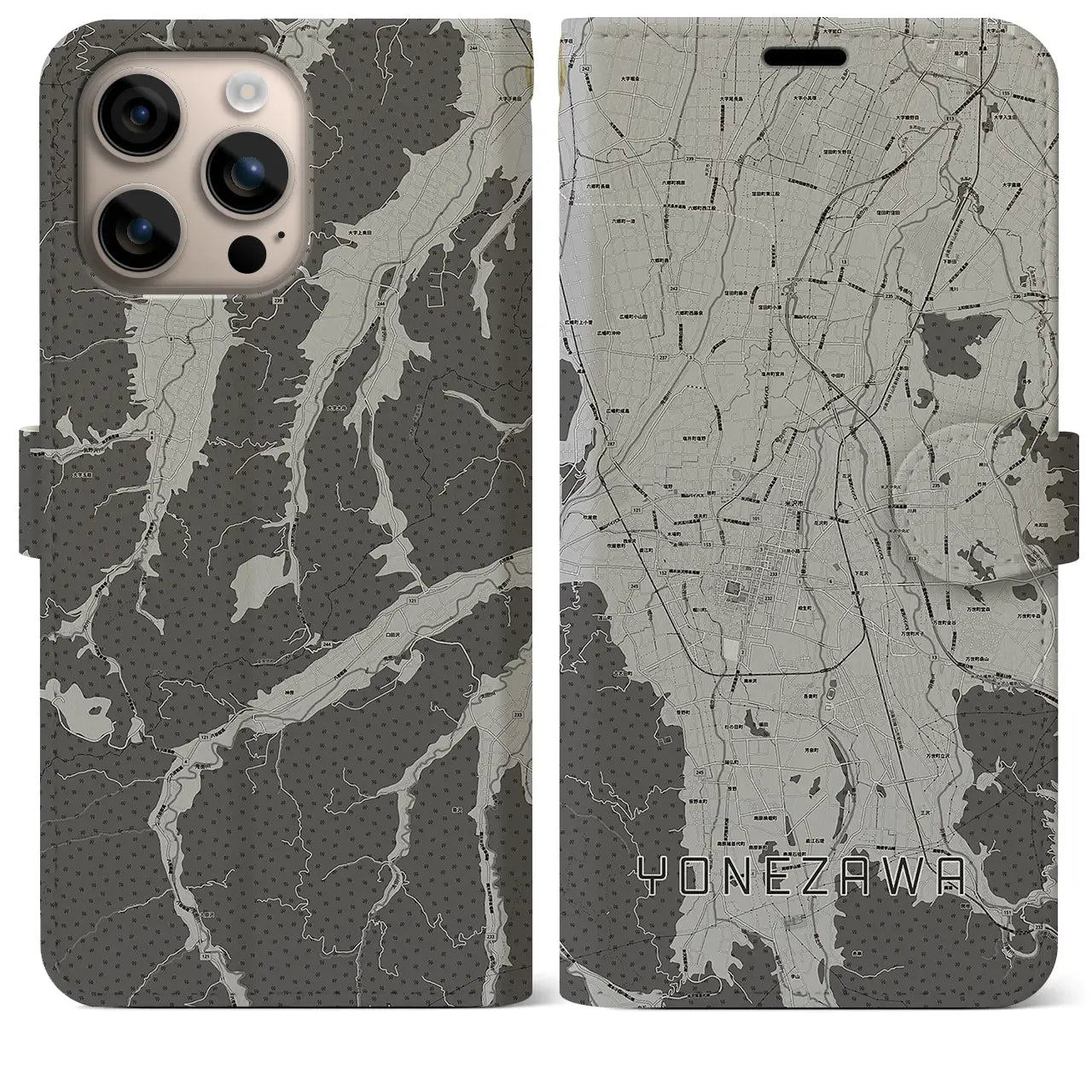 【米沢(山形県)】地図柄iPhoneケース(手帳タイプ)