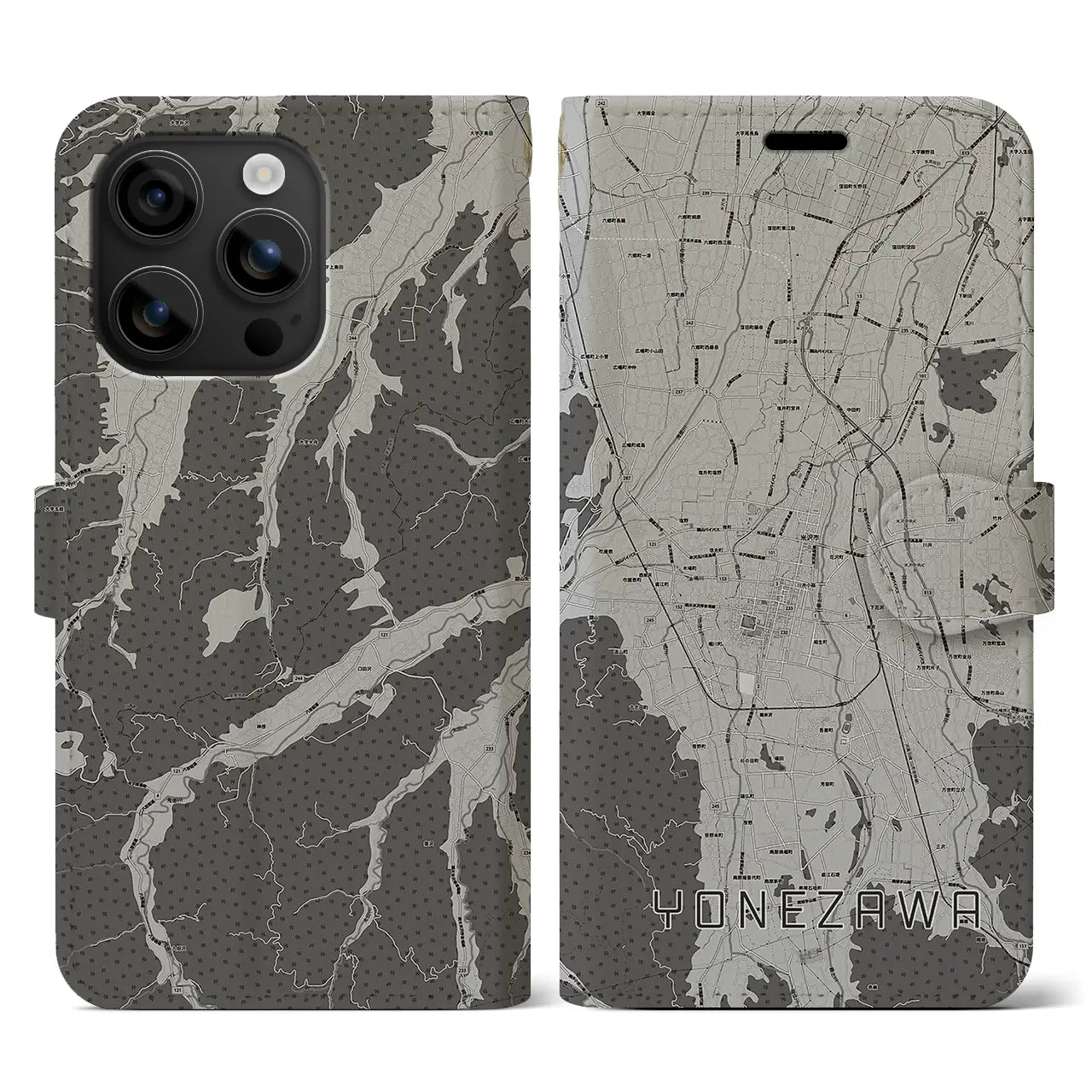 【米沢(山形県)】地図柄iPhoneケース(手帳タイプ)